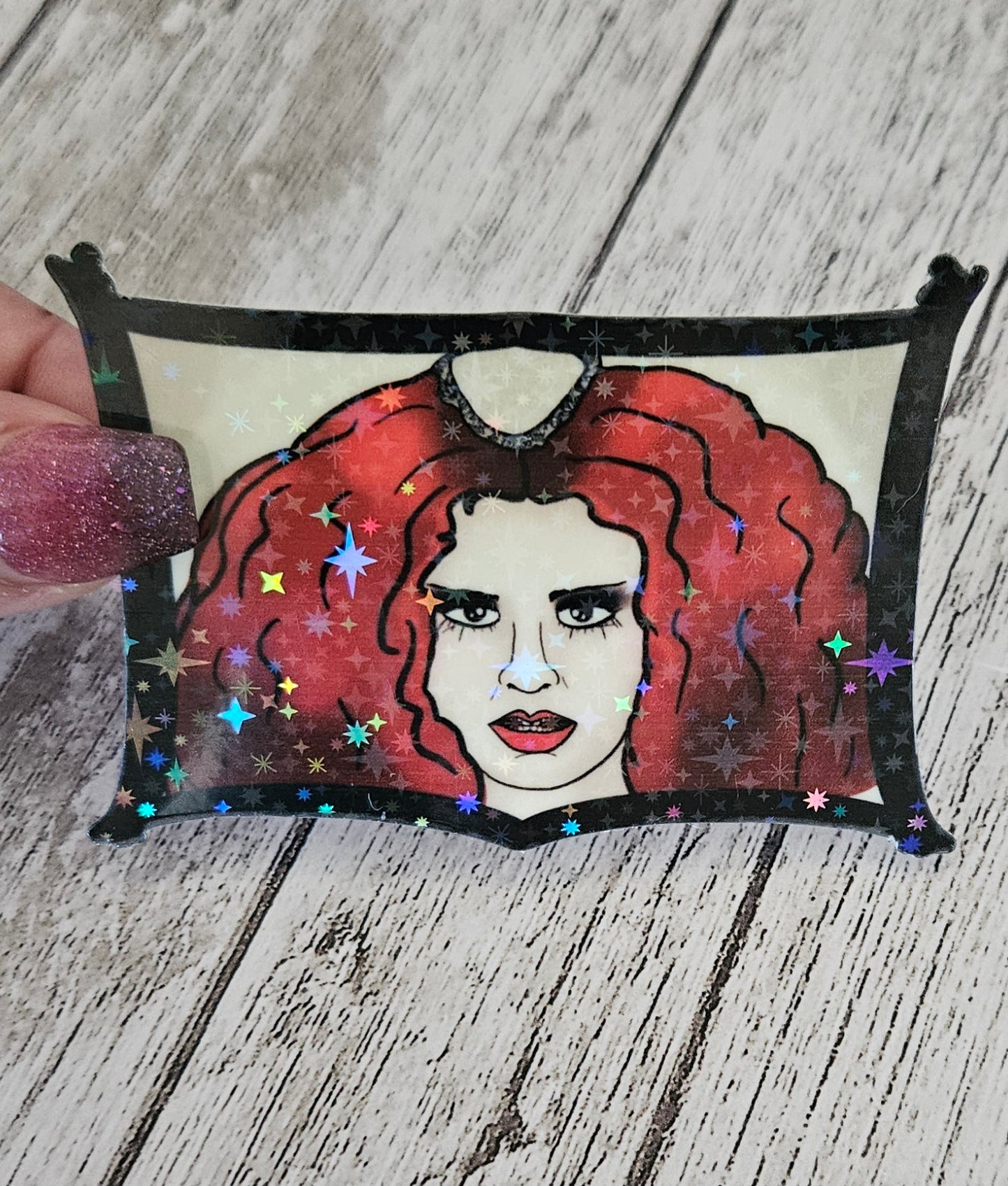 Magenta rocky horror sticker for water bottle