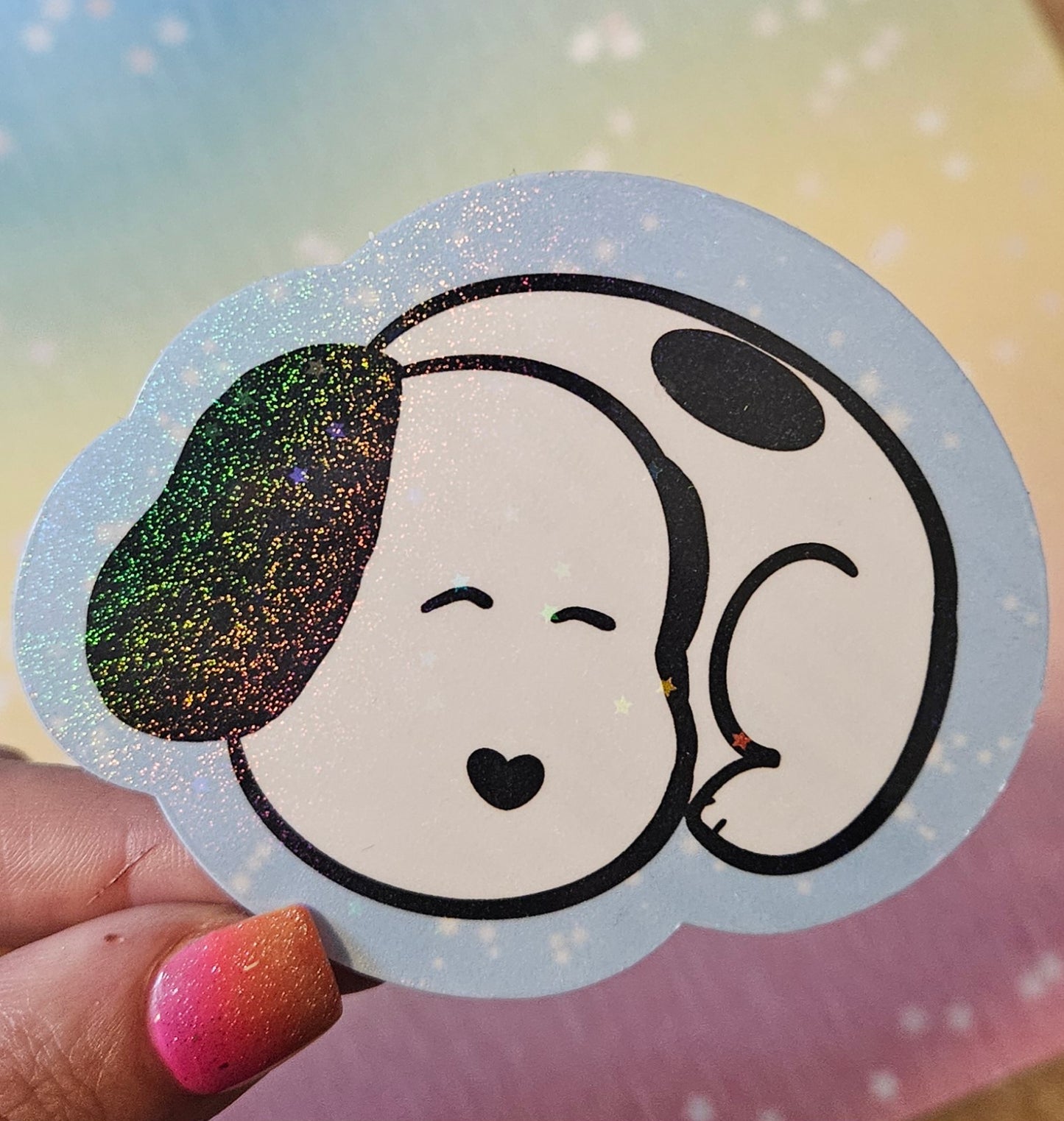 Adorable sleeping cartoon puppy sticker for water bottle