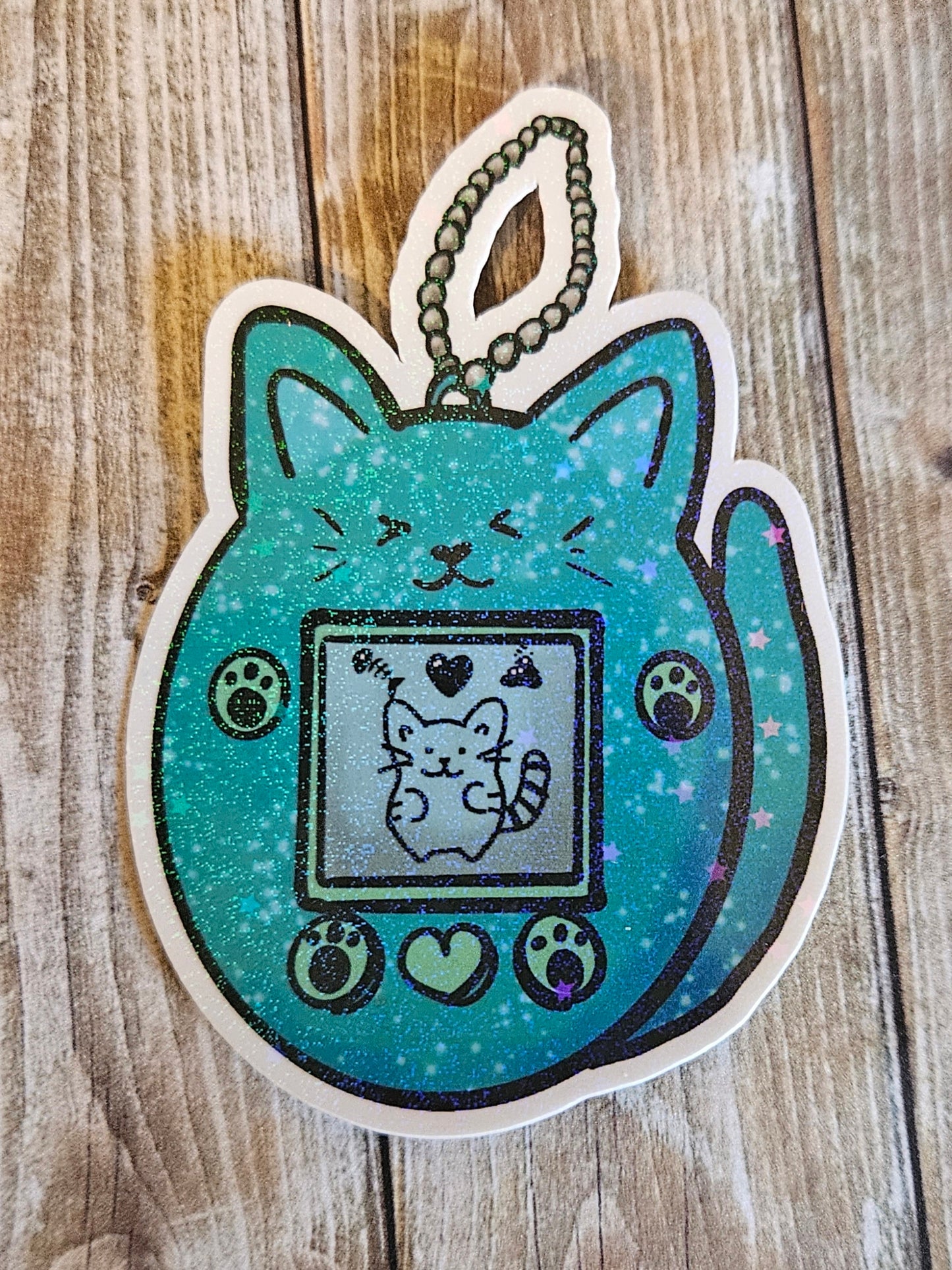 Cute kitty digital pet giga cat sticker for water bottle