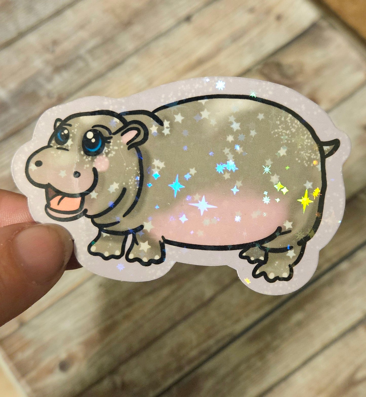 Cute chonky hippo sticker