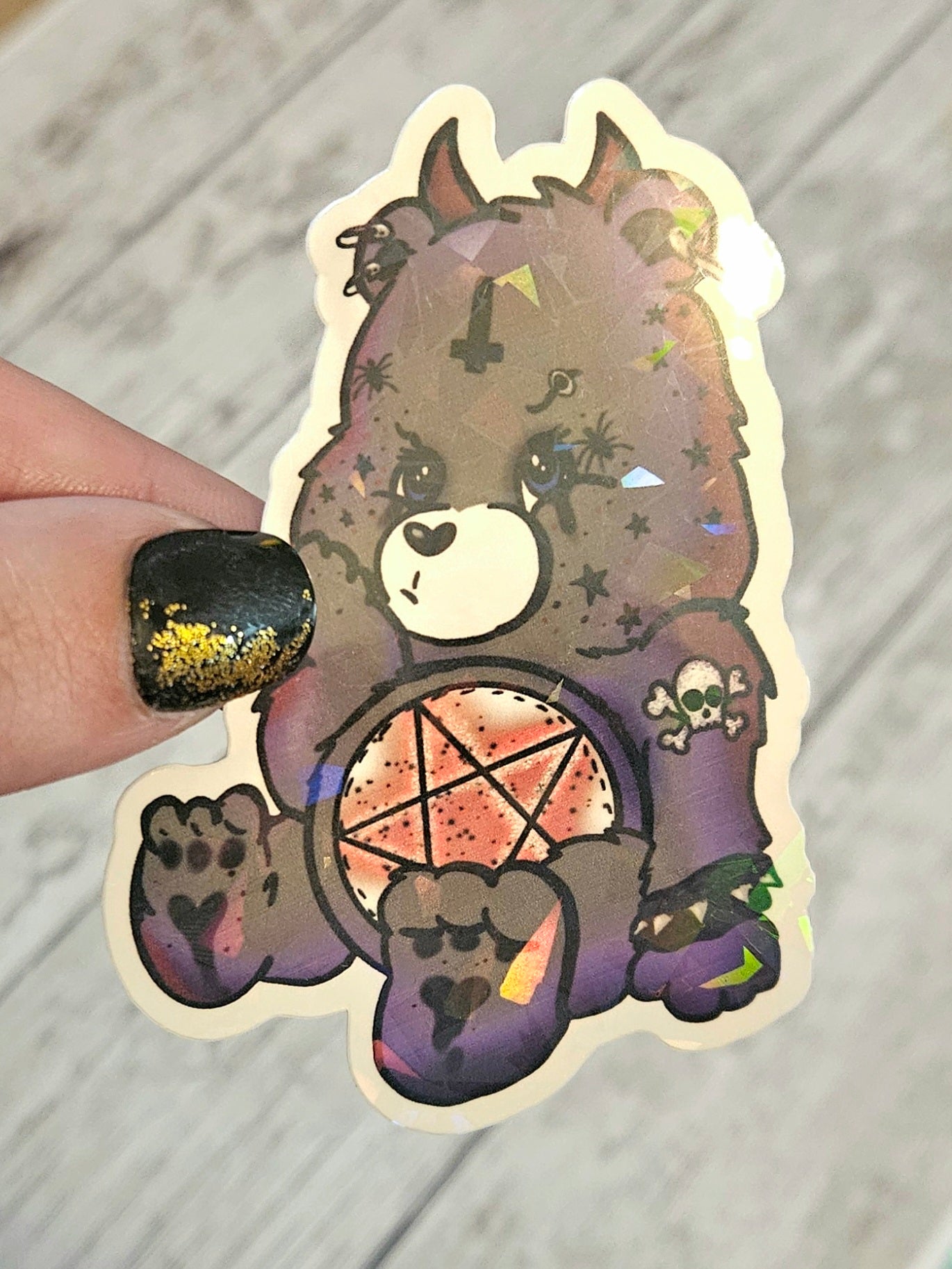 Devil punk bear sticker for water bottle or laptop