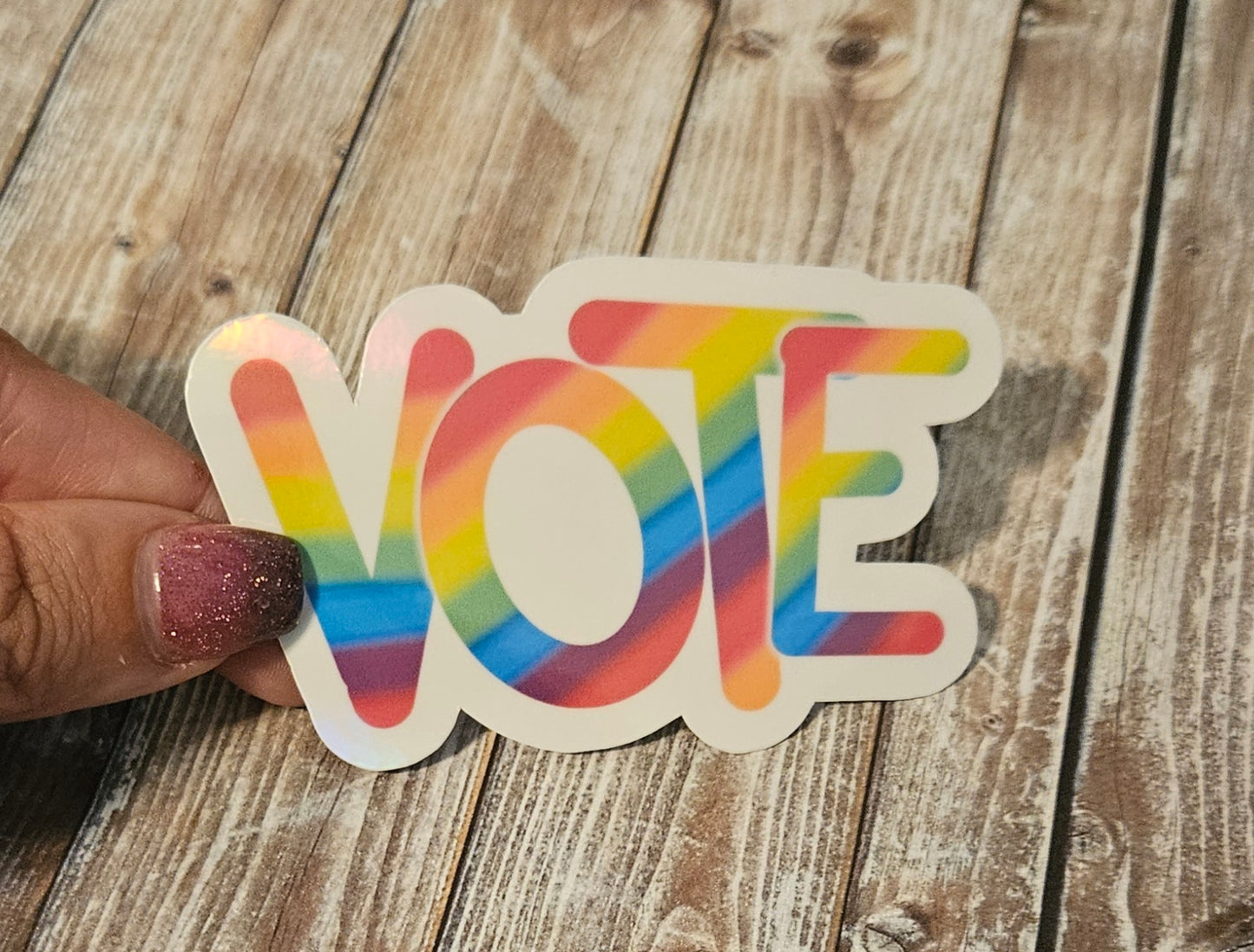 Rainbow Vote sticker for water bottle