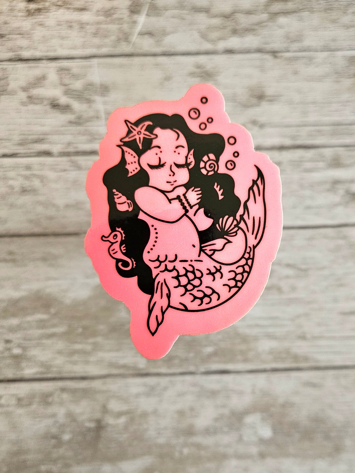 Glow in the dark baby mermaid sticker