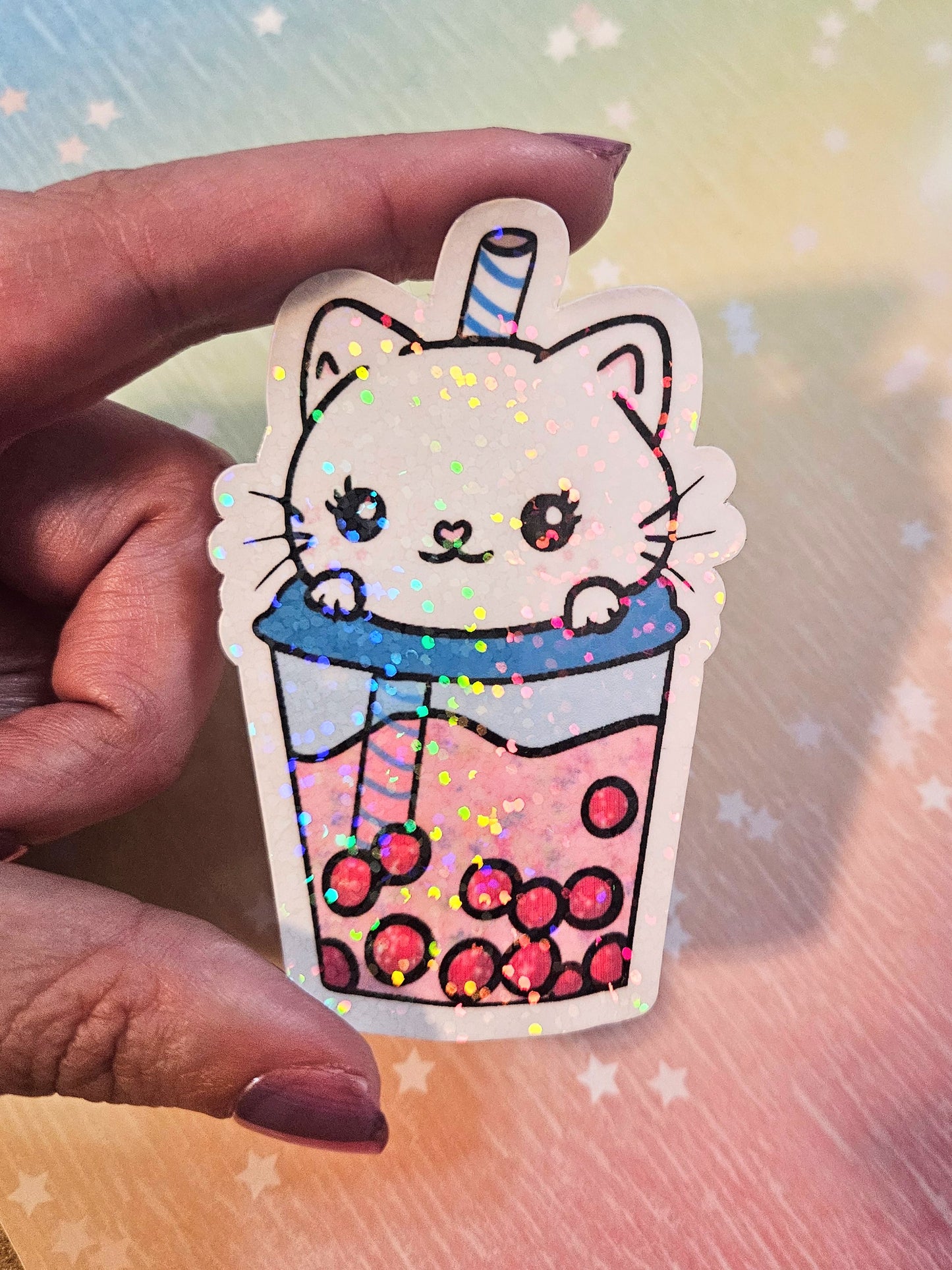 Cute kitty Boba sticker