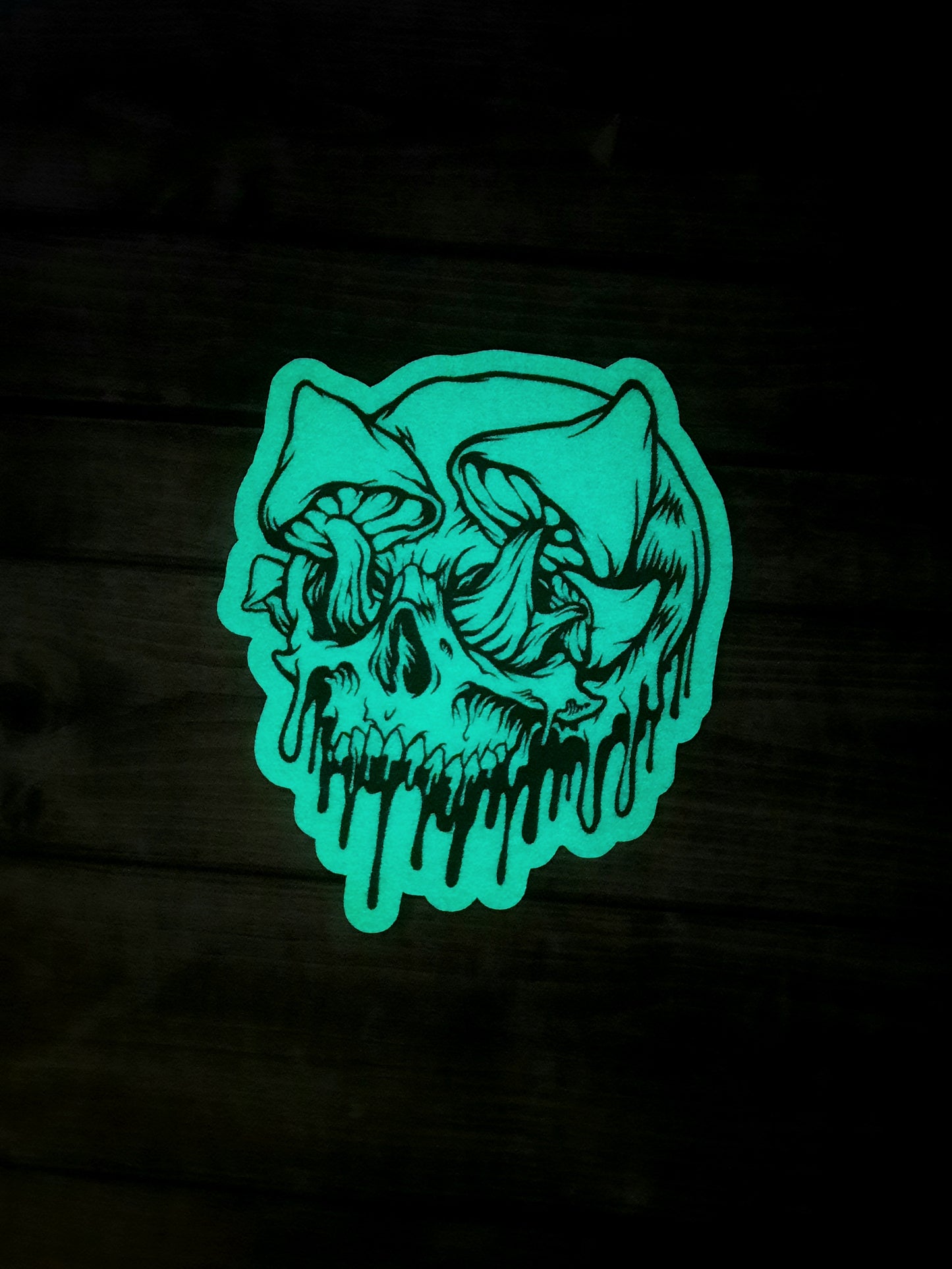 Glow in the dark Mushroom Skull sticker