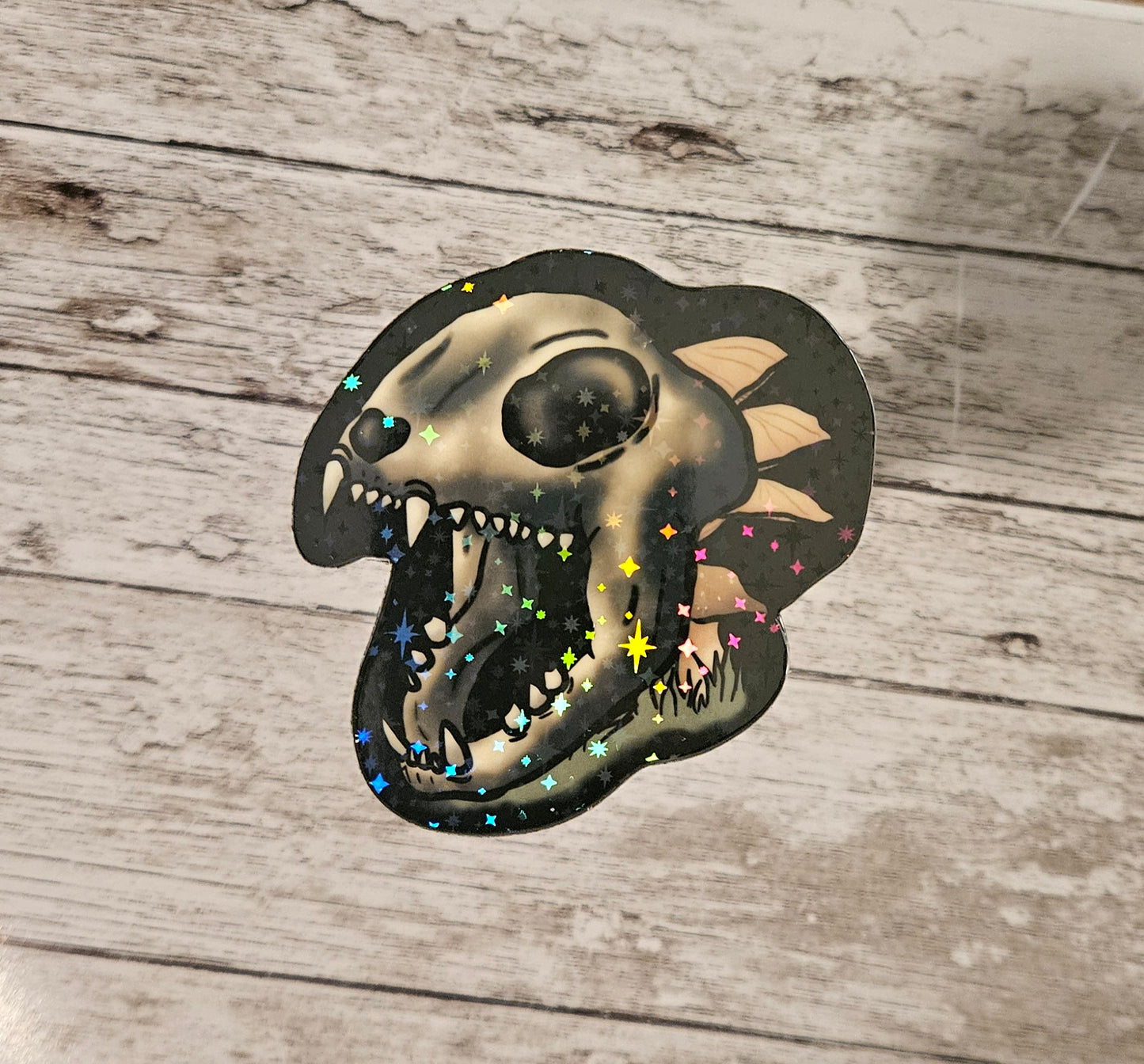 Glow in the dark cat skull sticker