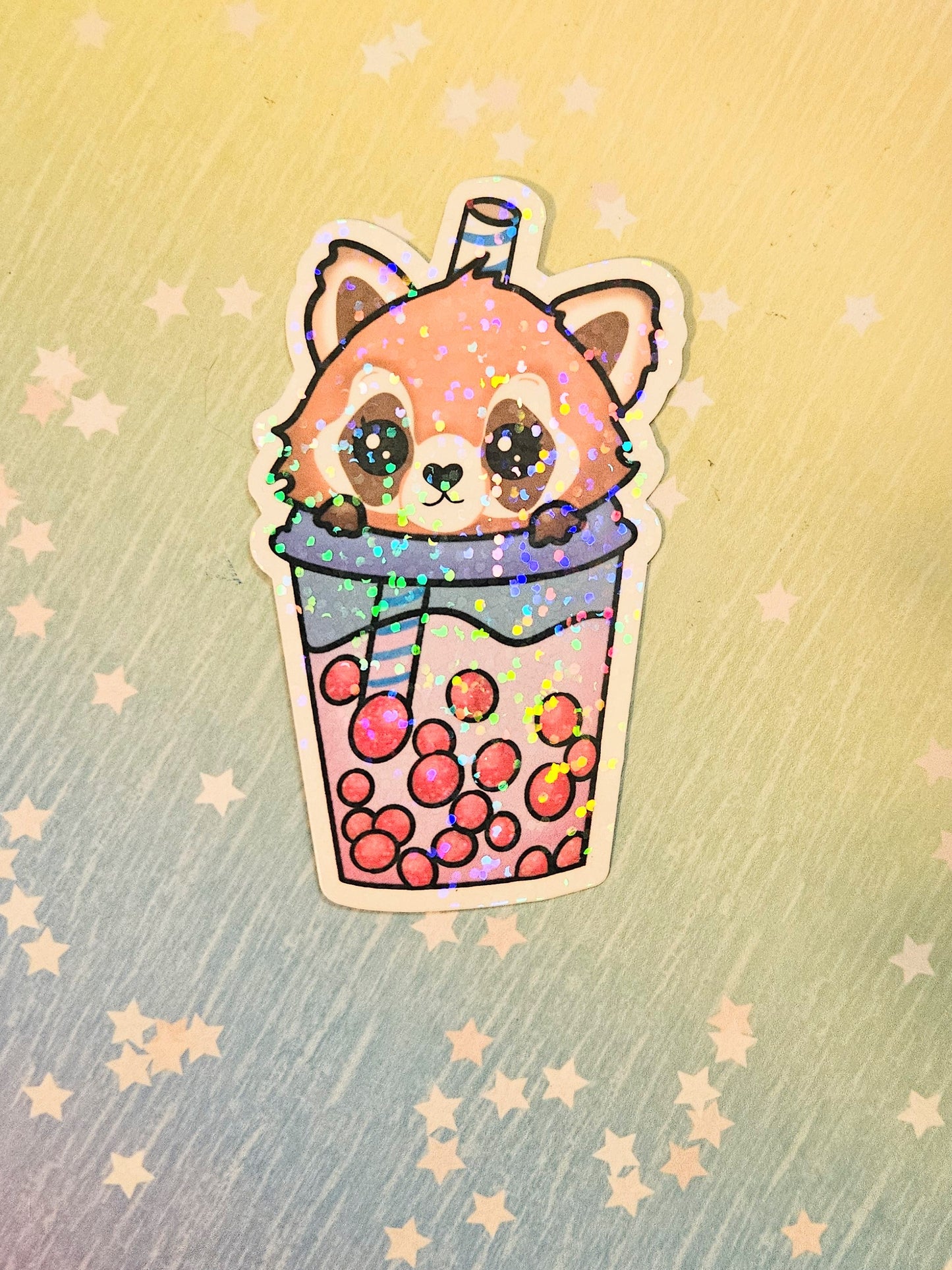 Adorable red panda boba sticker