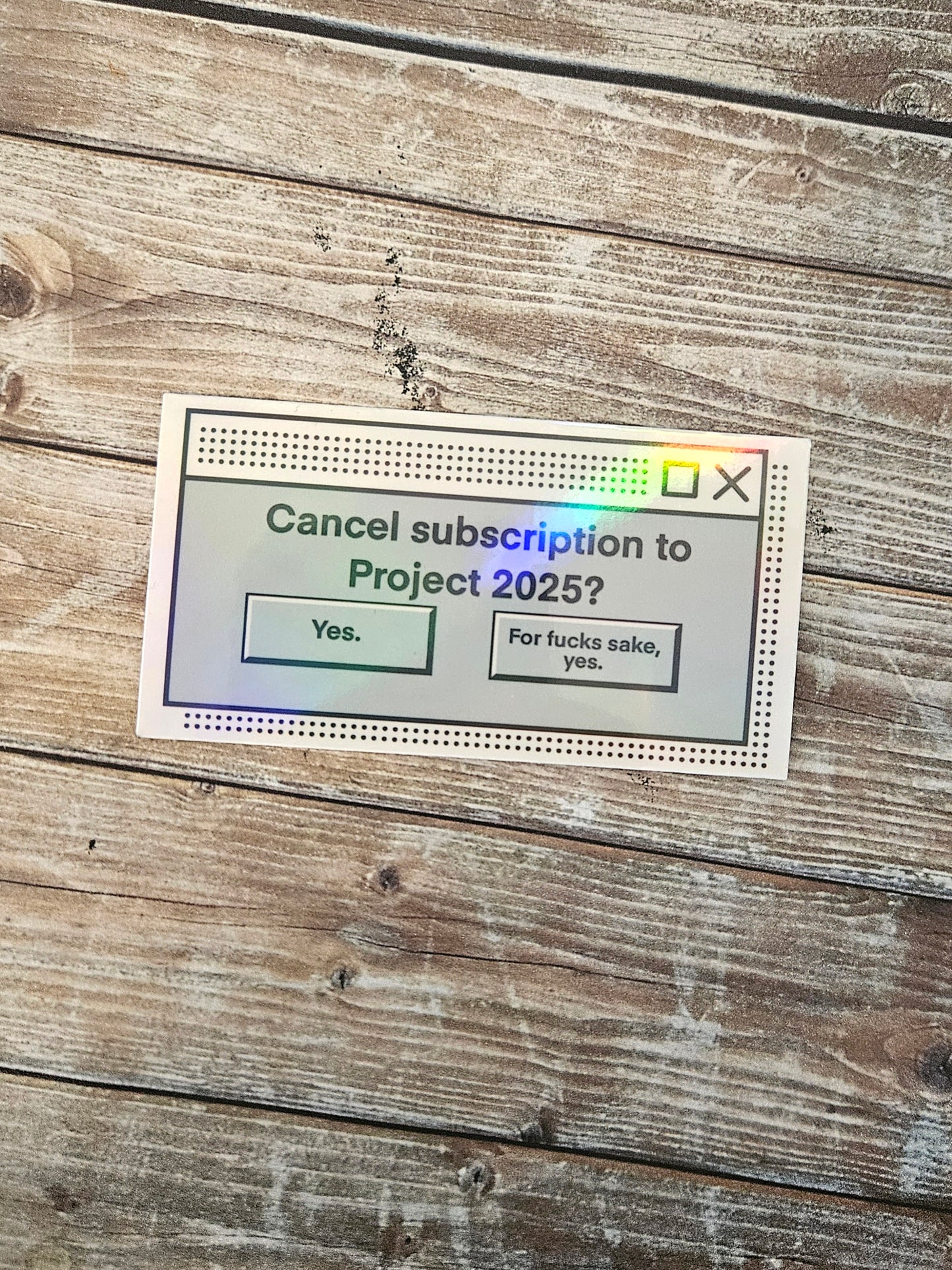 Cancel subscription to project 2025 computer alert message sticker for water bottle