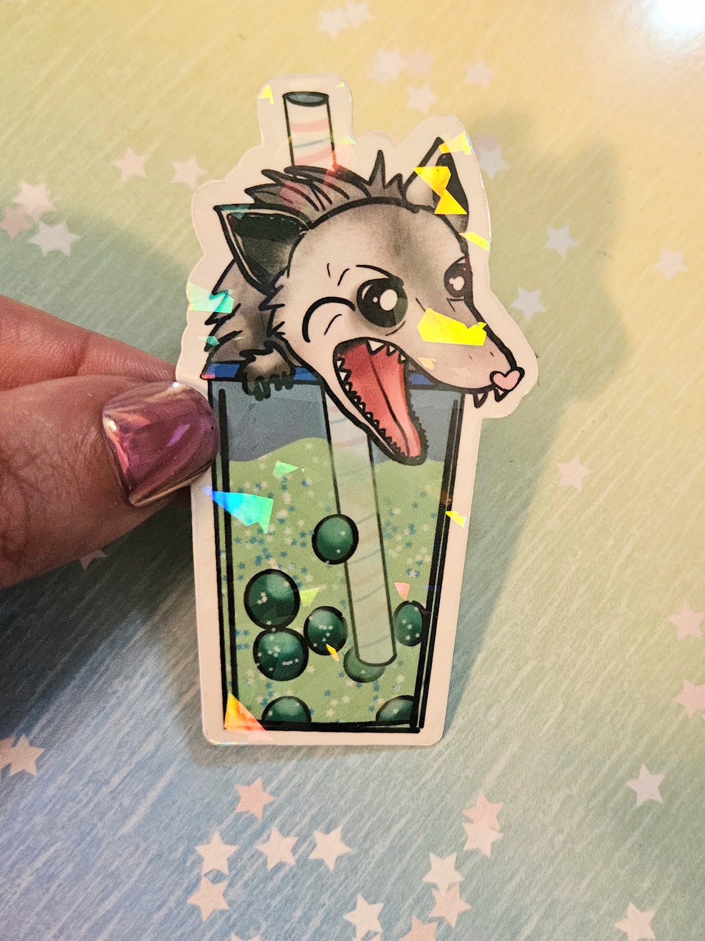 Possum Boba sticker for water bottle
