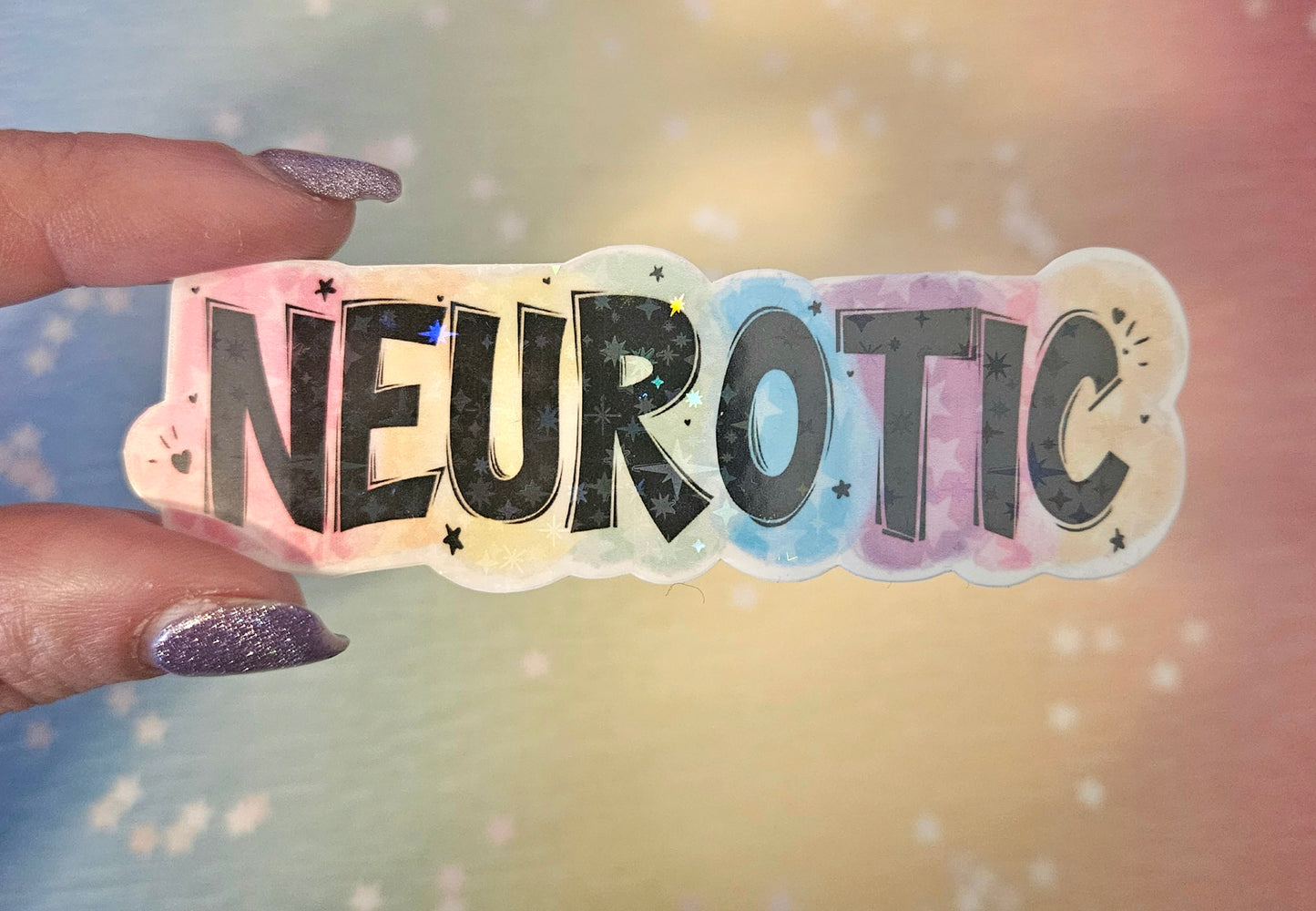 Neurotic rainbow sticker for water bottle