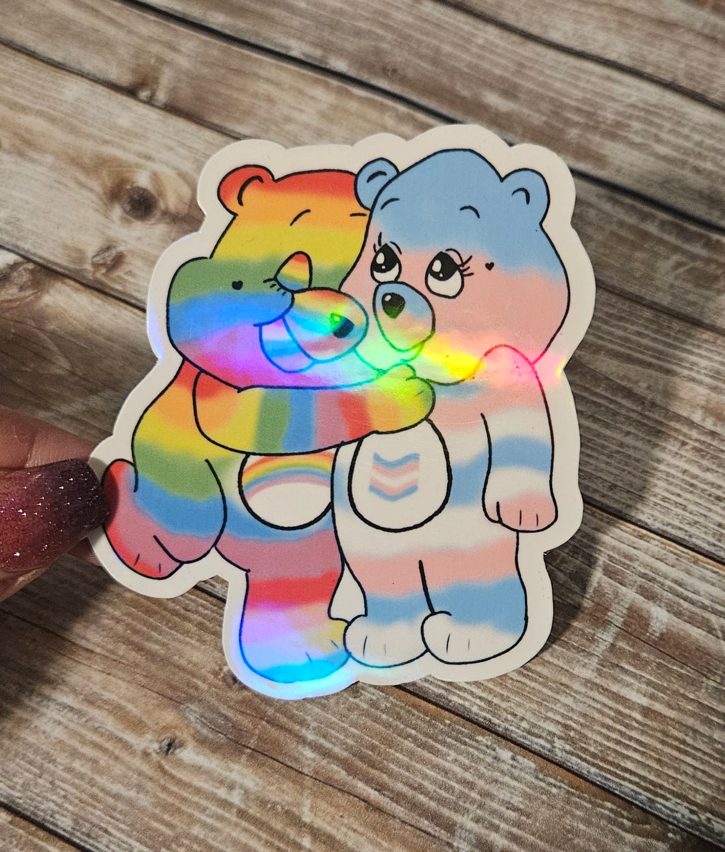 Gay and Trans pride hugging bears