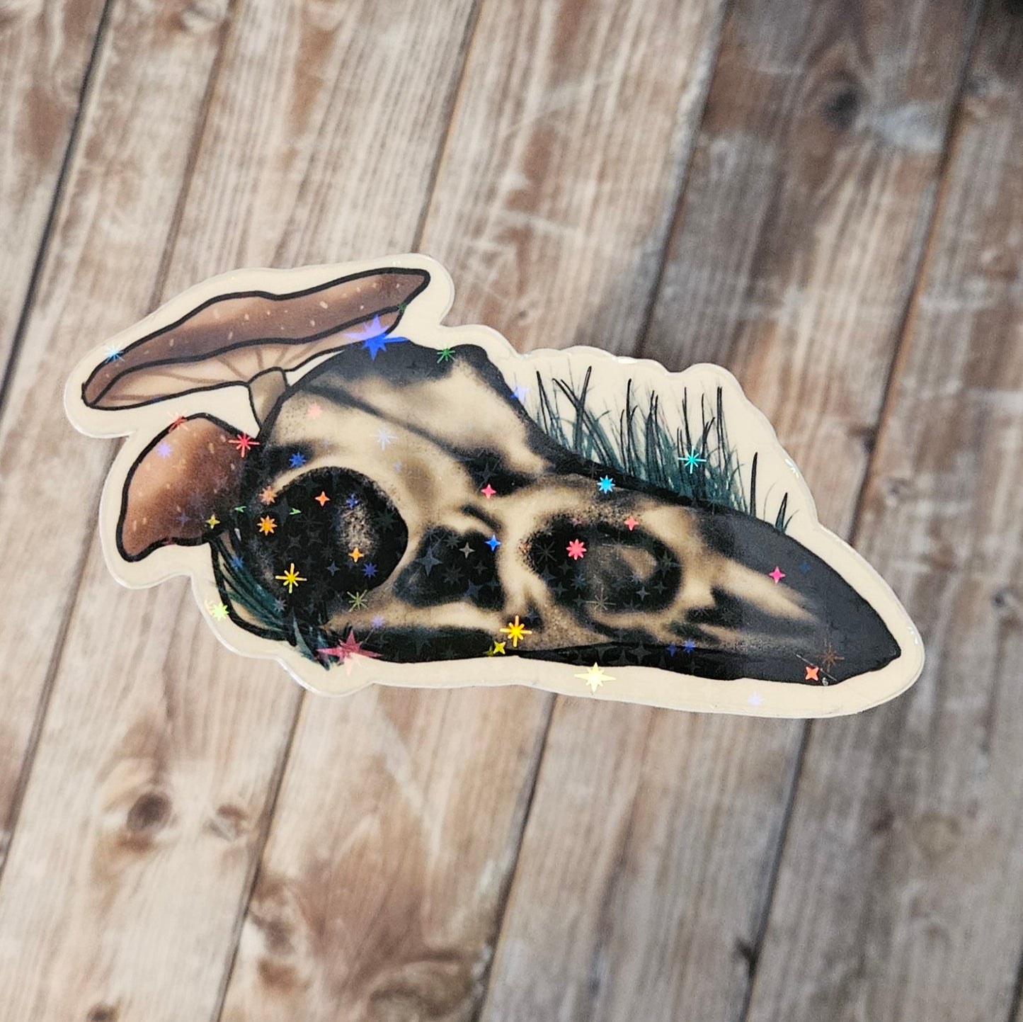 Glow in the dark raven skull sticker