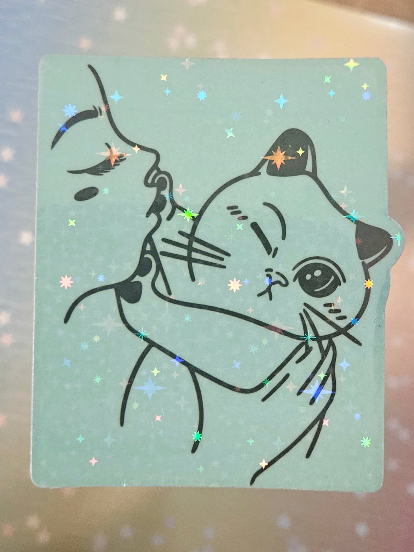Glow in the dark boundaries cat sticker for laptop