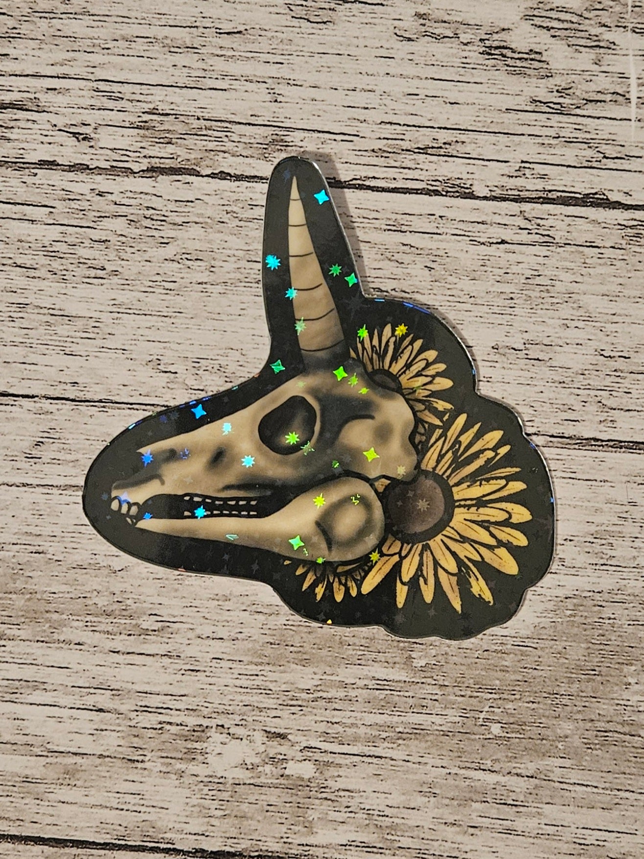 Glow in the dark unicorn skull sticker