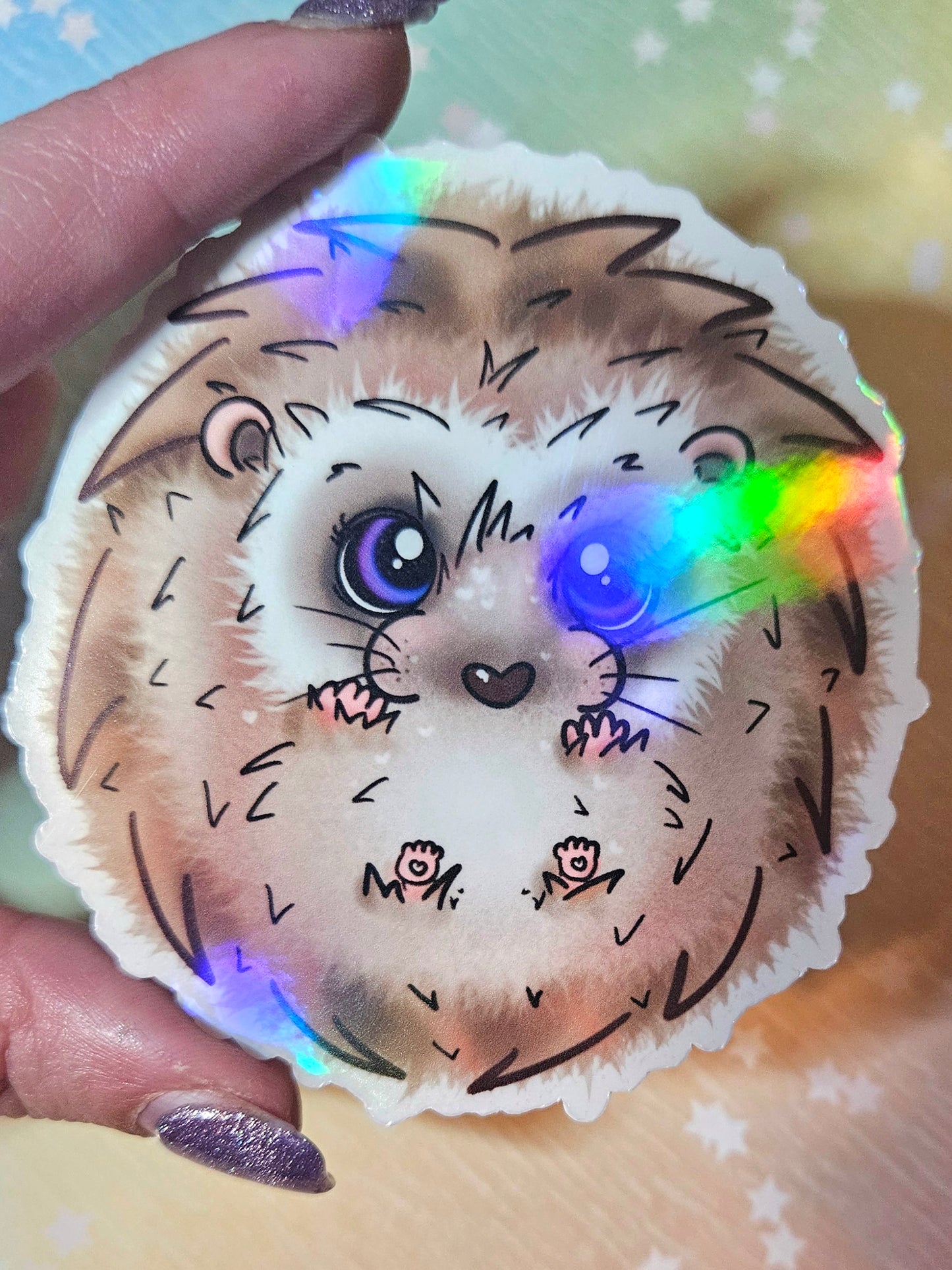 Adorable round boi hedgehog sticker for water bottle