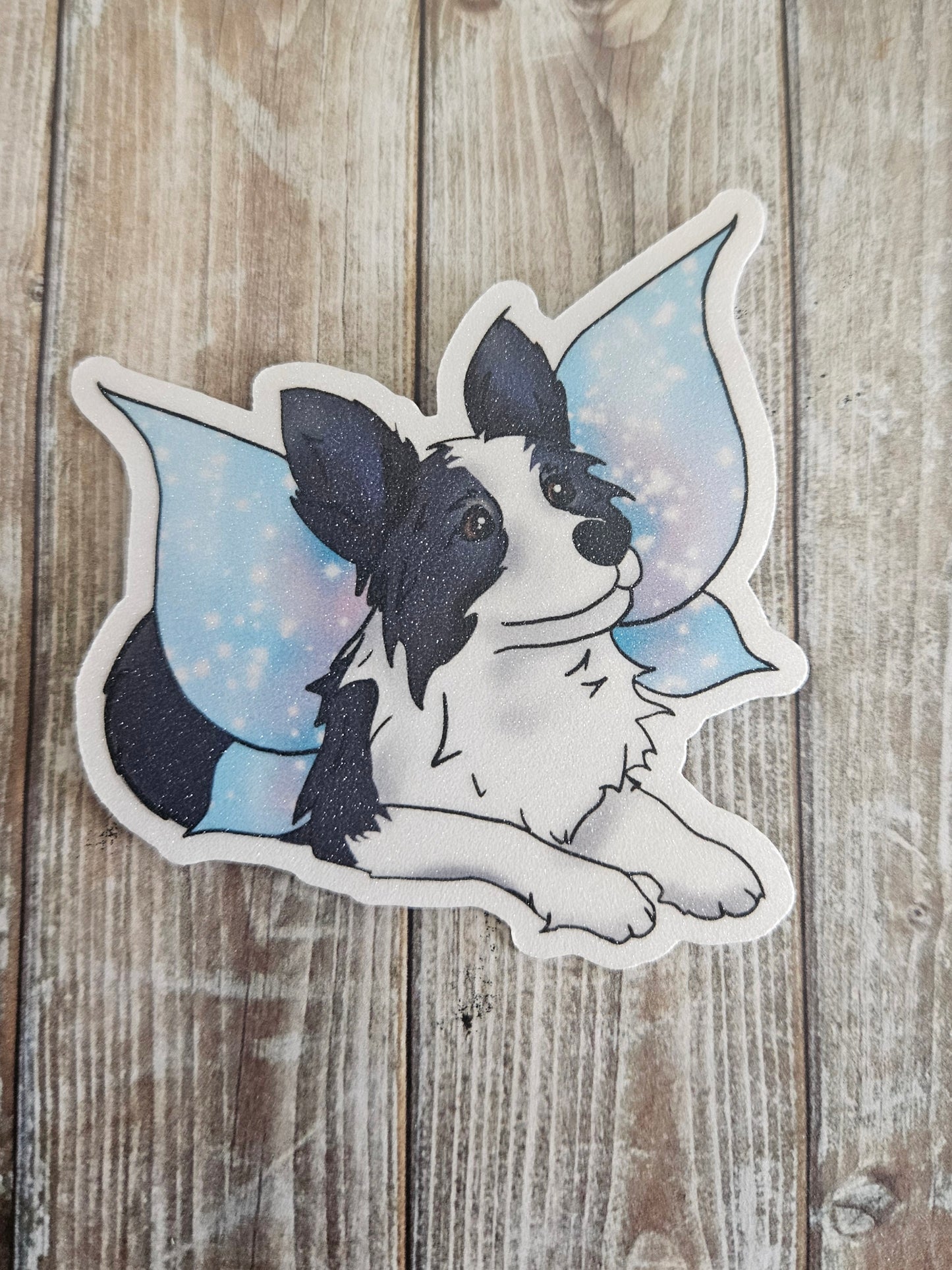 Border collie with wings sticker for water bottle
