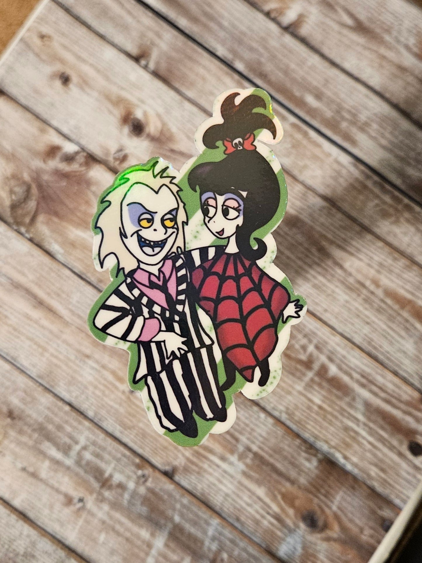 Beetle guy and goth girl cartoon sticker