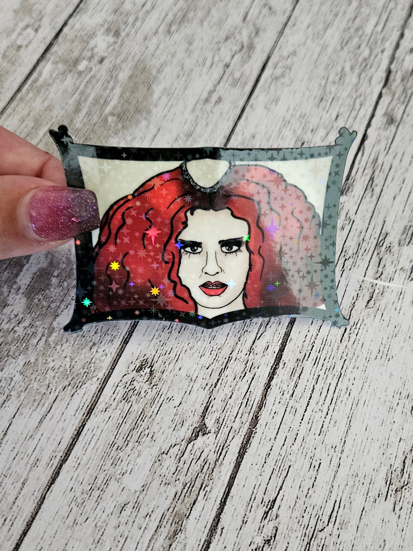 Magenta rocky horror sticker for water bottle