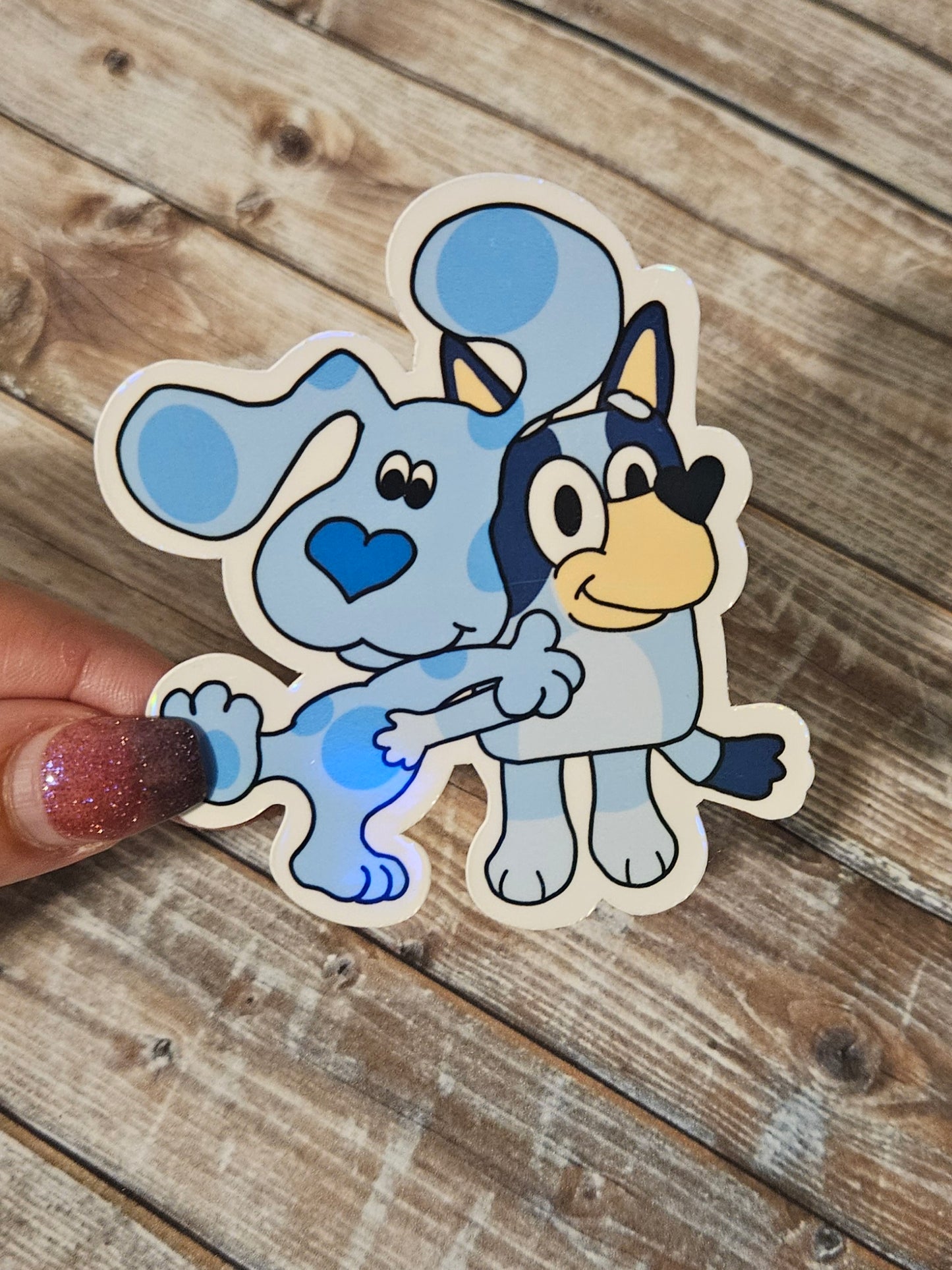 Blue dogs love old school and new school sticker