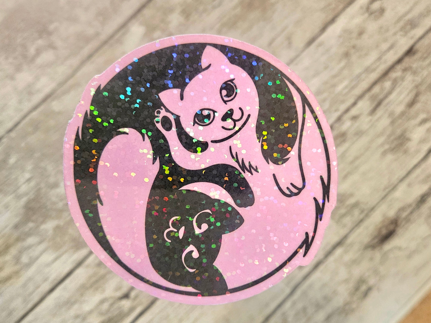 Yin yang kitties glow in the dark sticker