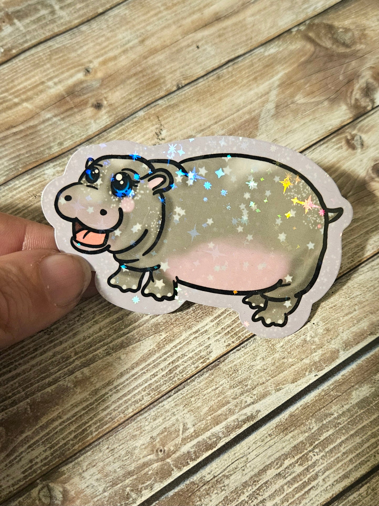 Cute chonky hippo sticker