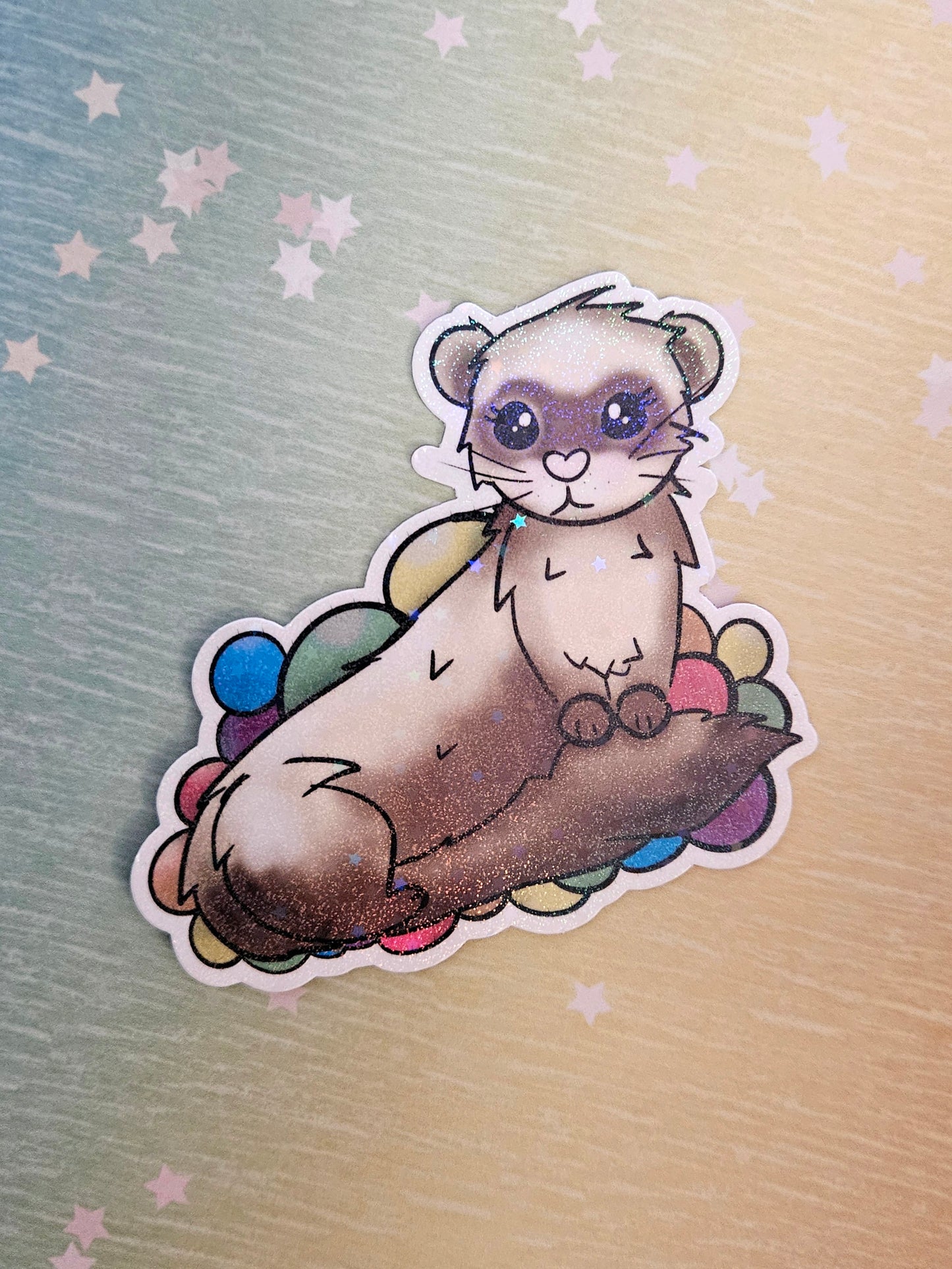 Adorable ferret in a ball pit sticker for water bottle