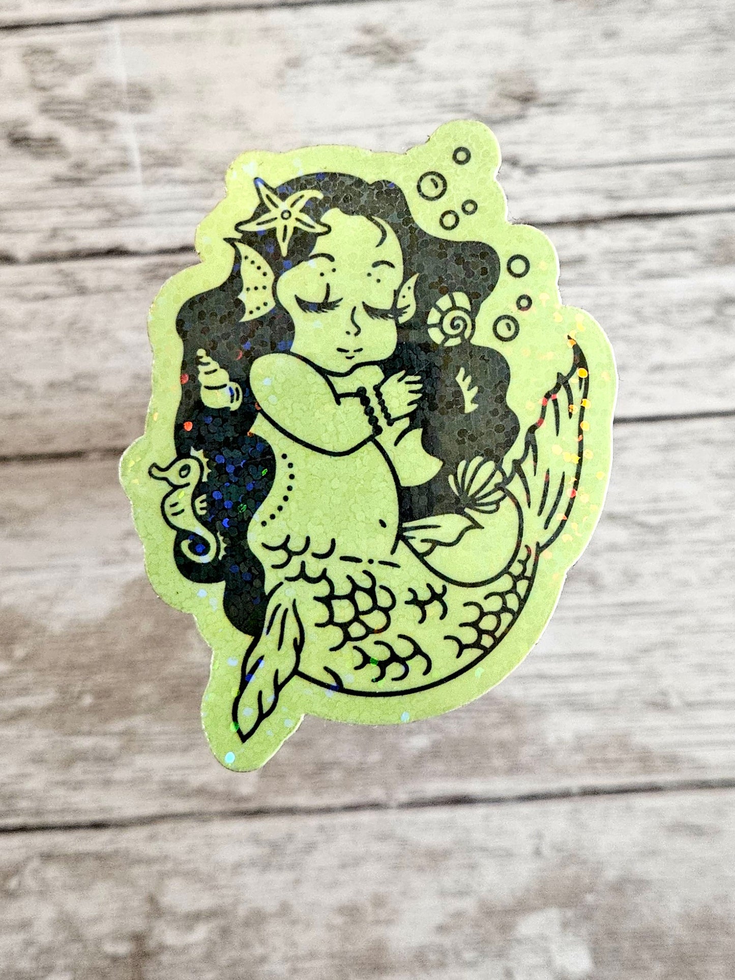 Glow in the dark baby mermaid sticker