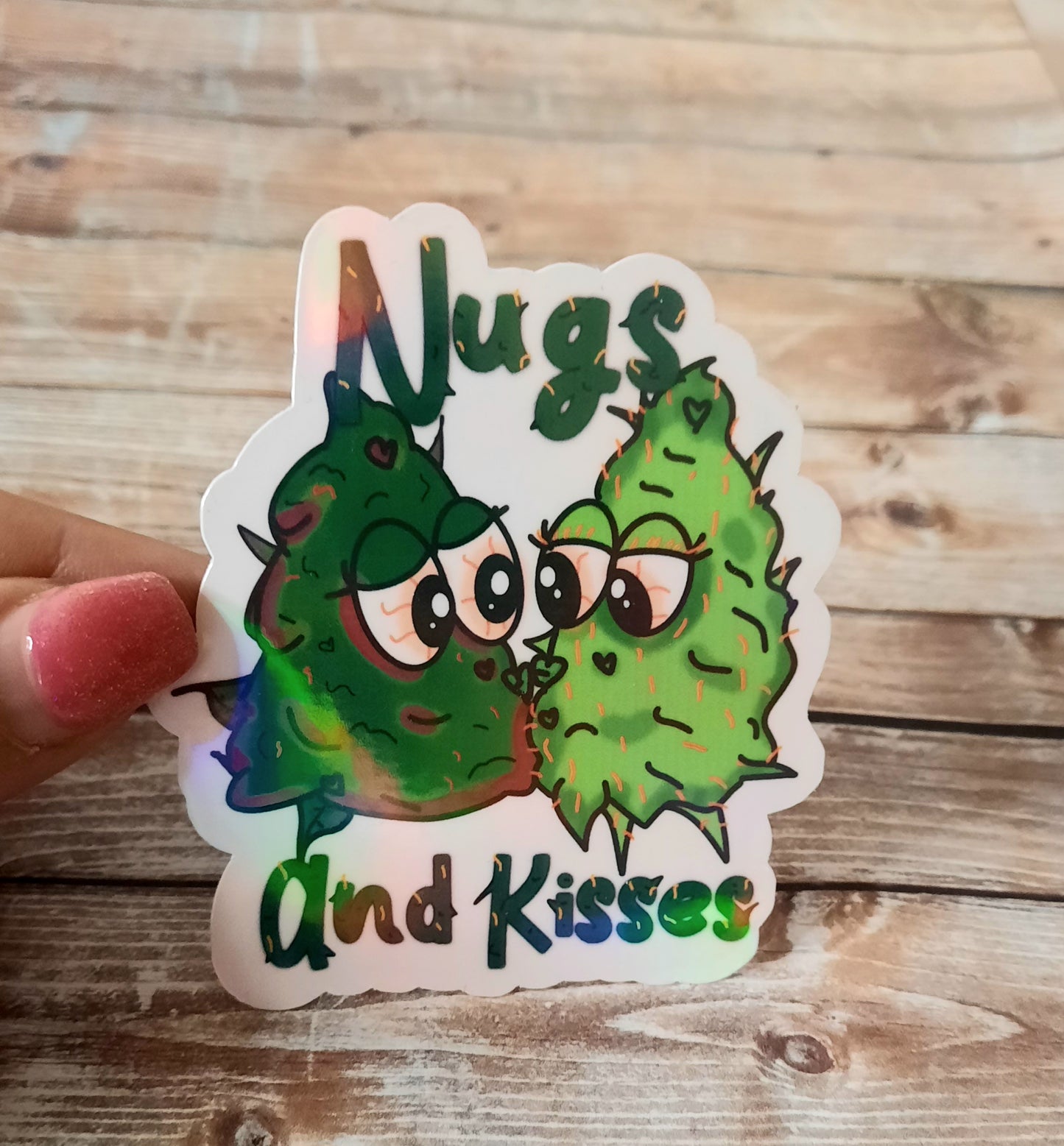 Nugs and kisses 420 weed theme sticker for water bottle