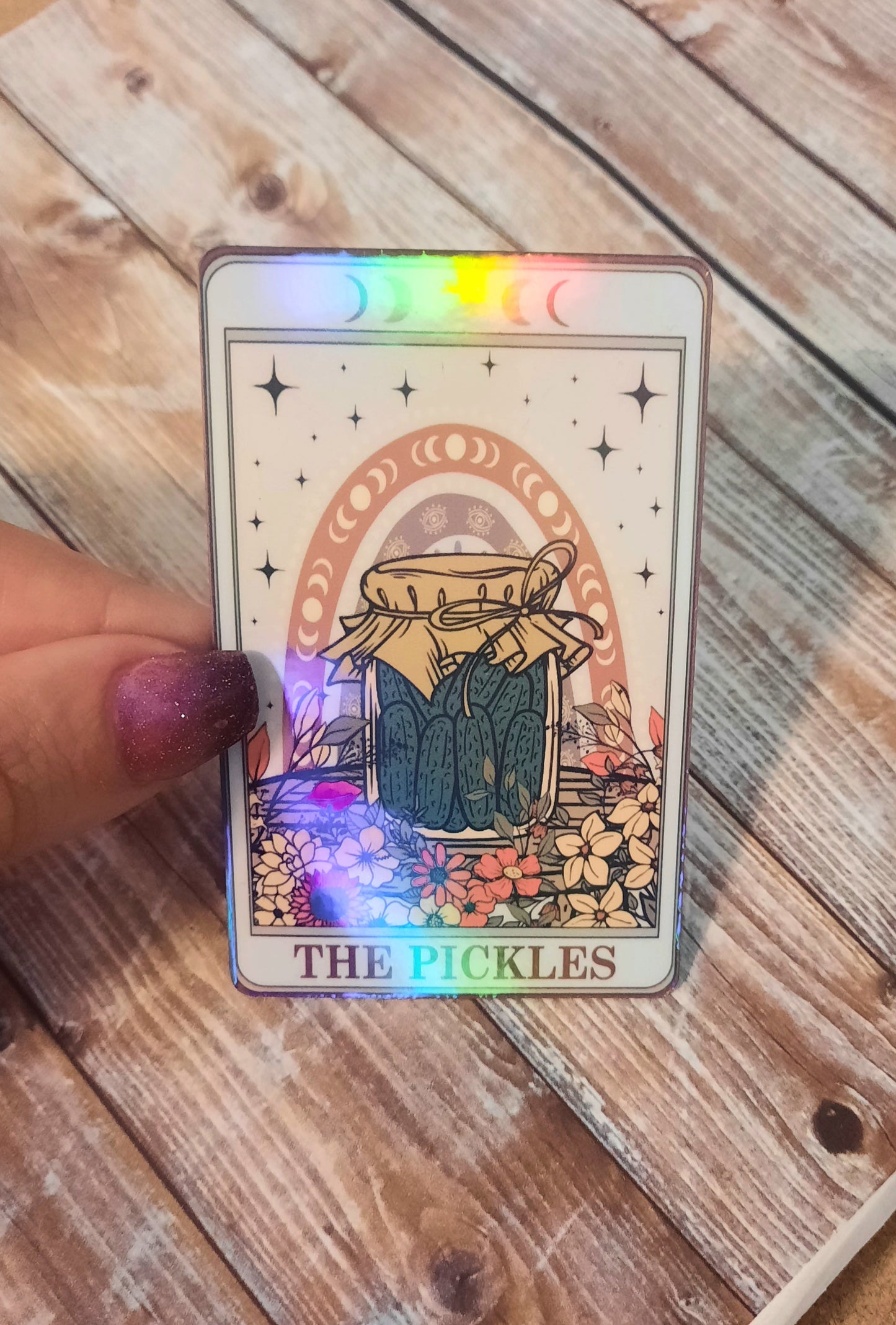 The pickles tarot card sticker, pickle lover gift