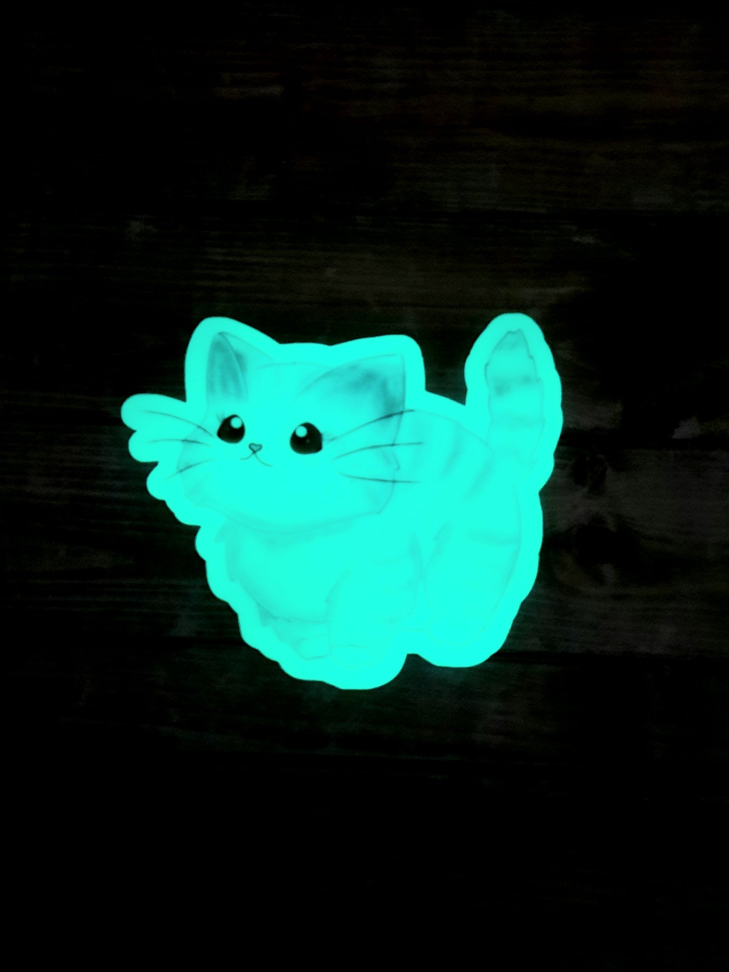 Glow in the dark cute kitten sticker