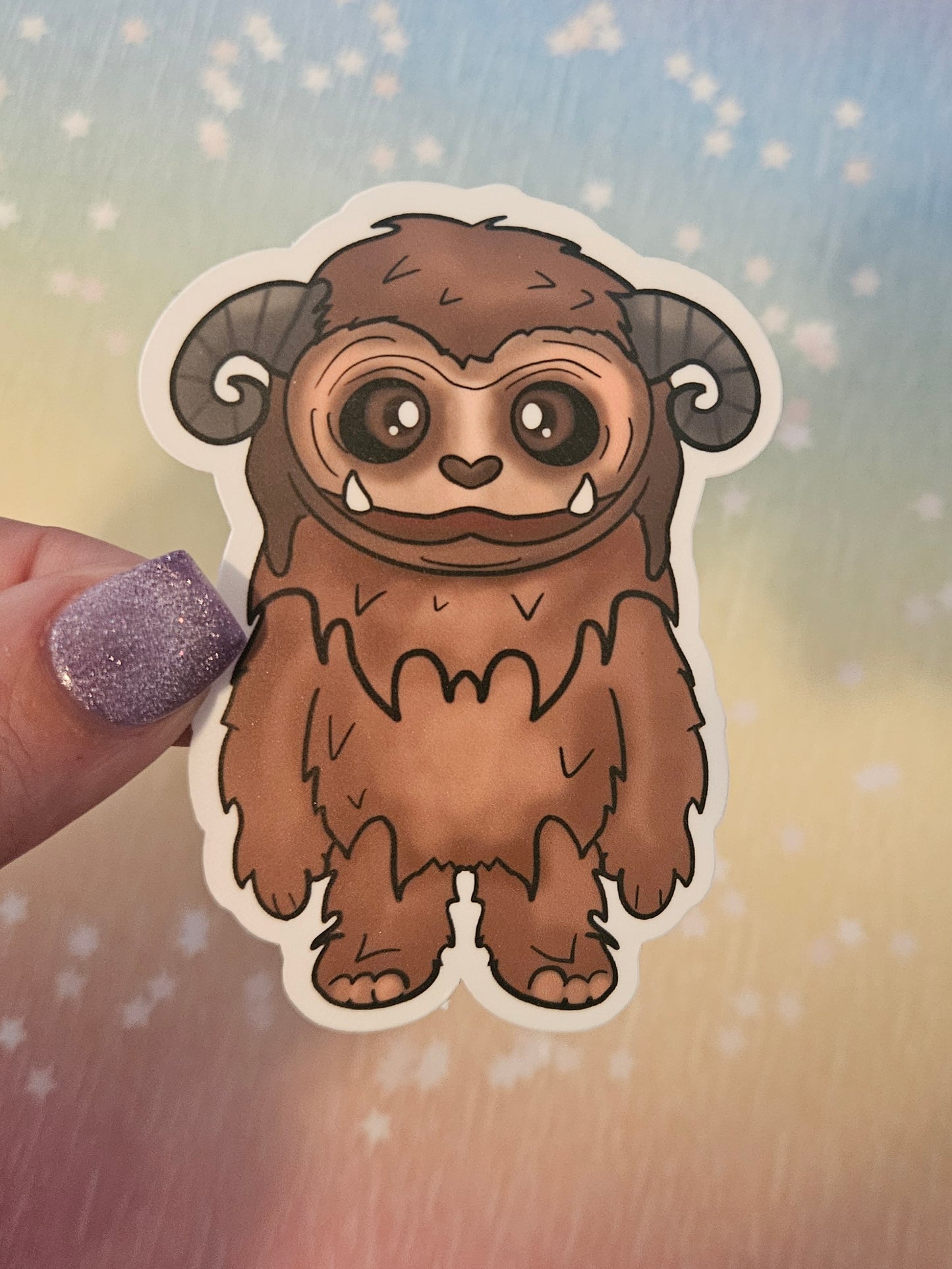 Cute brown monster Ludo sticker for water bottle