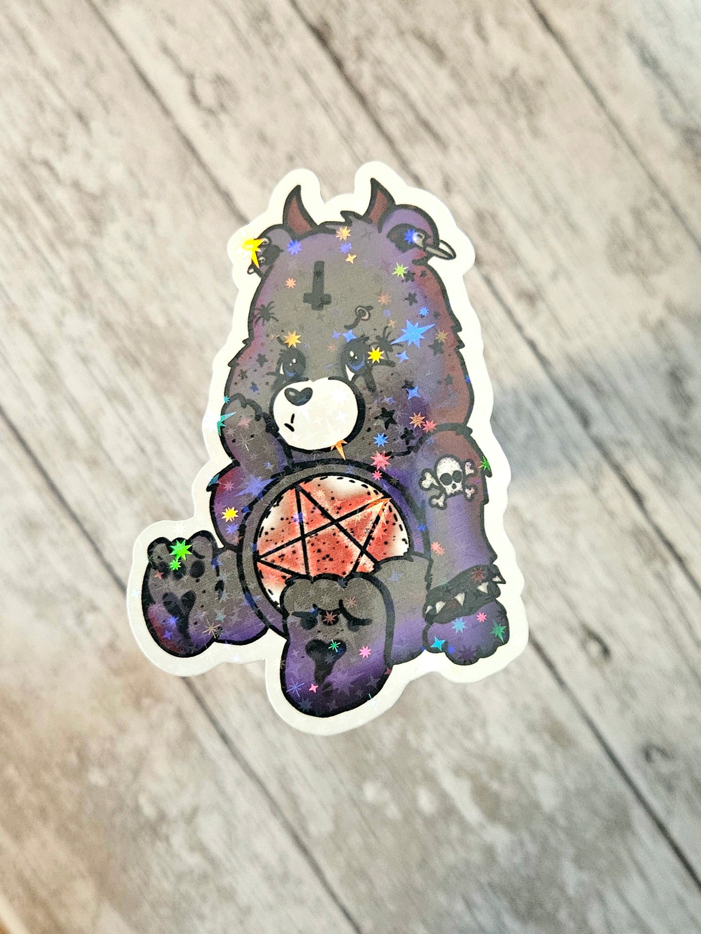 Devil punk bear sticker for water bottle or laptop