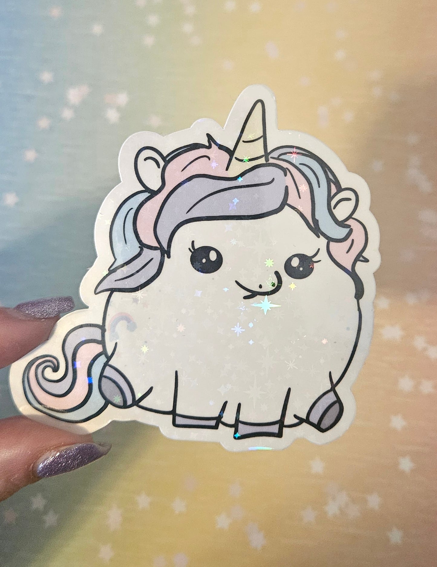 Chonky unicorn sticker for laptop and water bottle