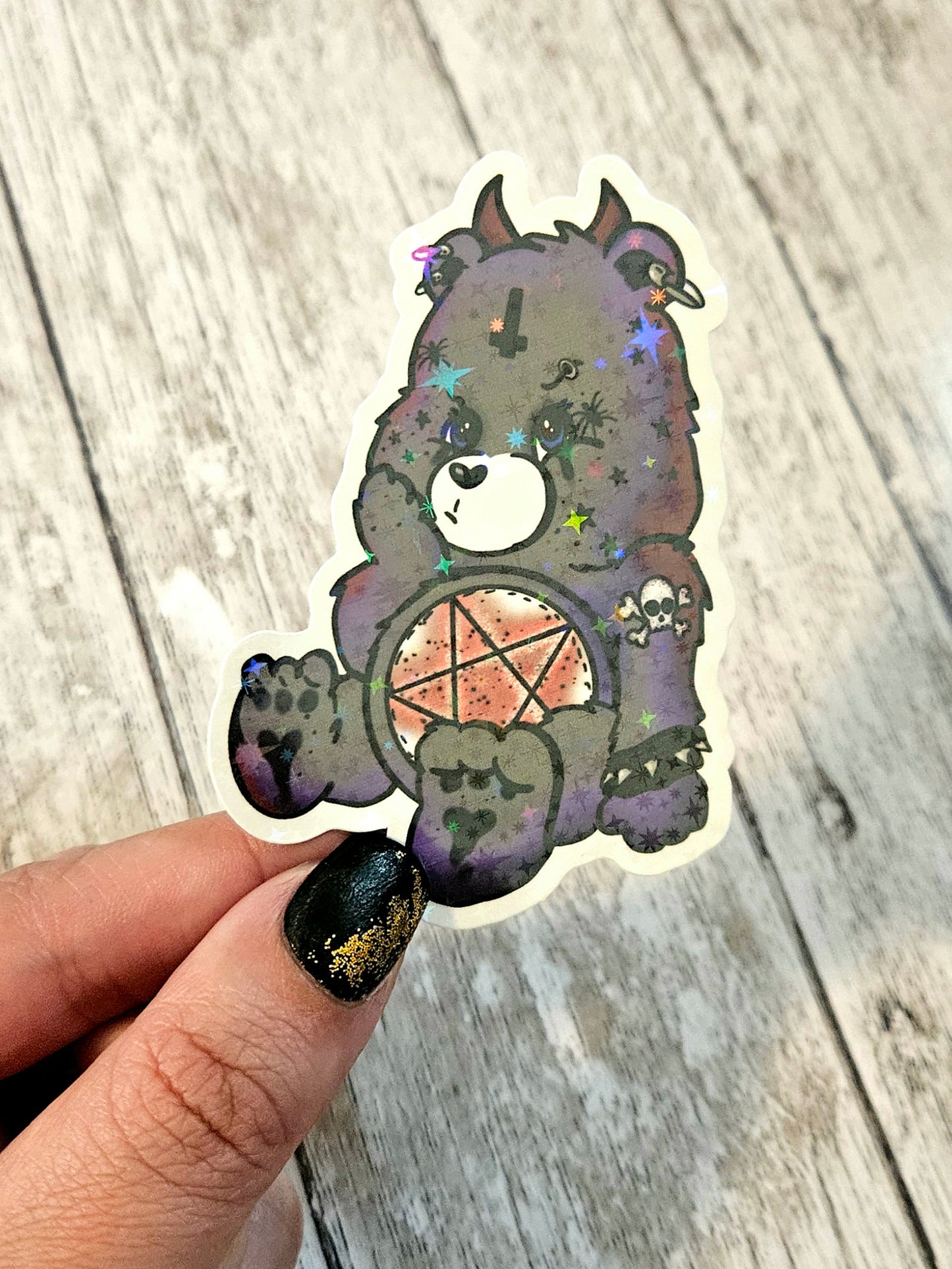 Devil punk bear sticker for water bottle or laptop