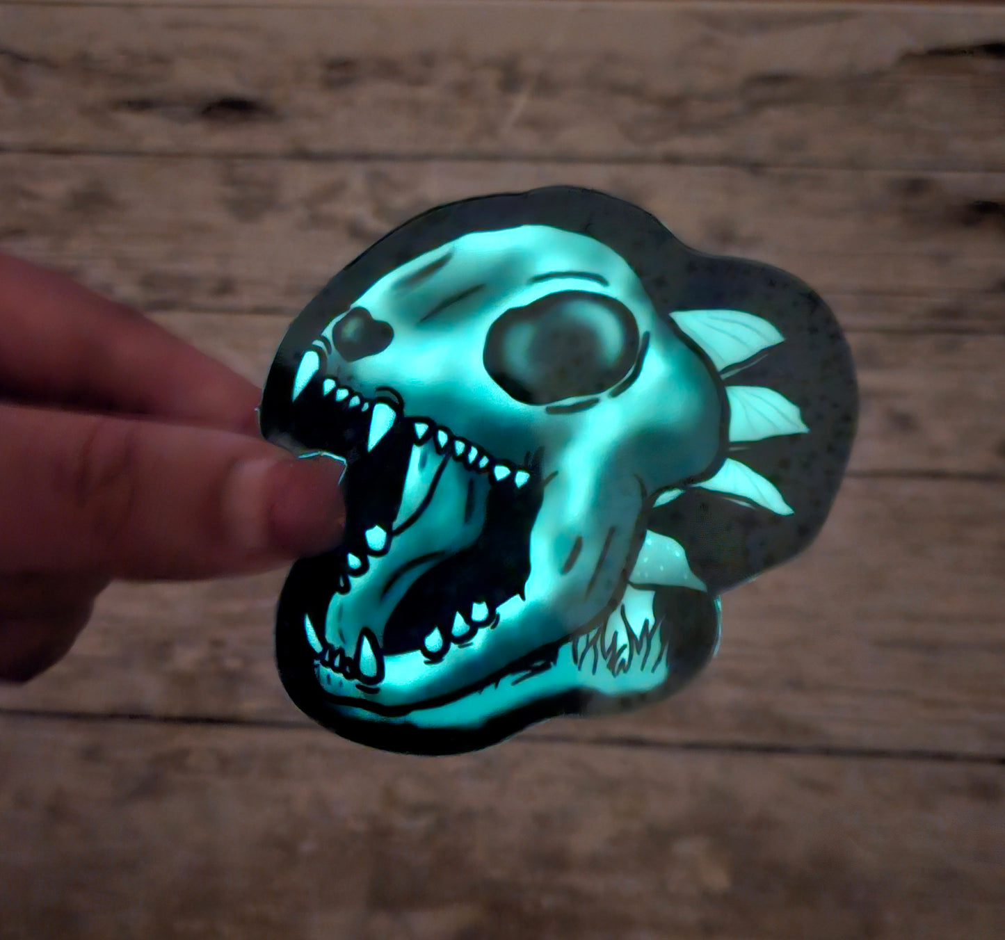 Glow in the dark cat skull sticker