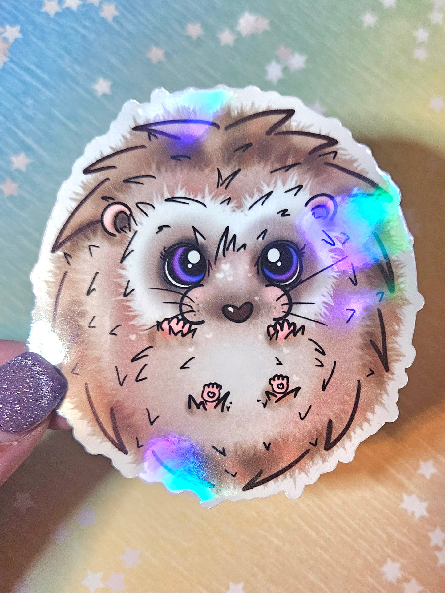 Adorable round boi hedgehog sticker for water bottle