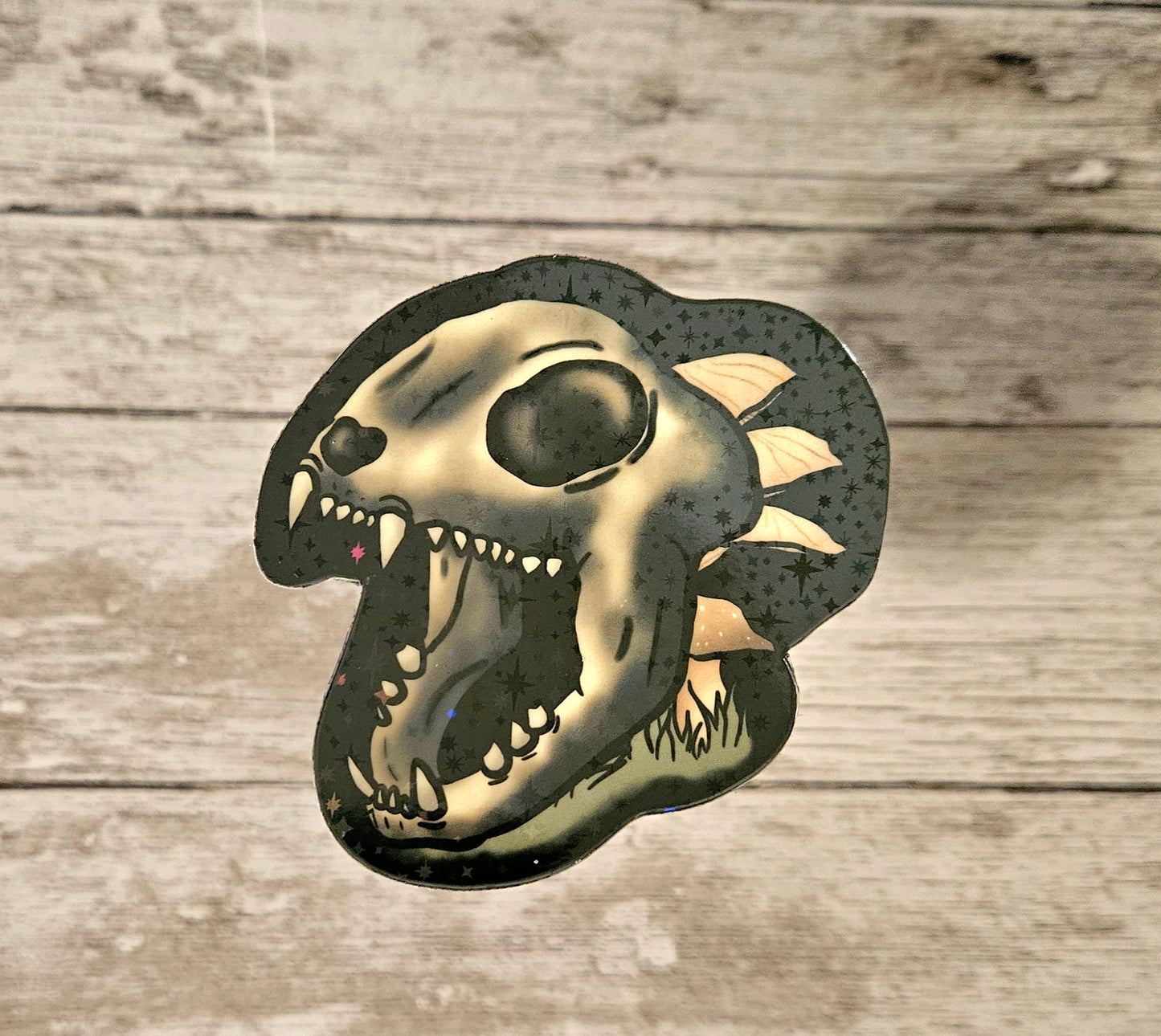 Glow in the dark cat skull sticker