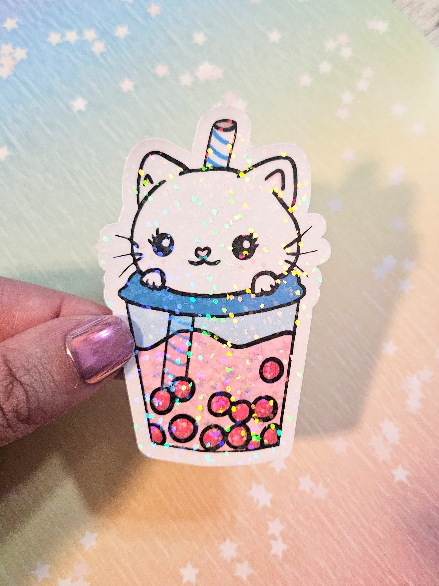 Cute kitty Boba sticker