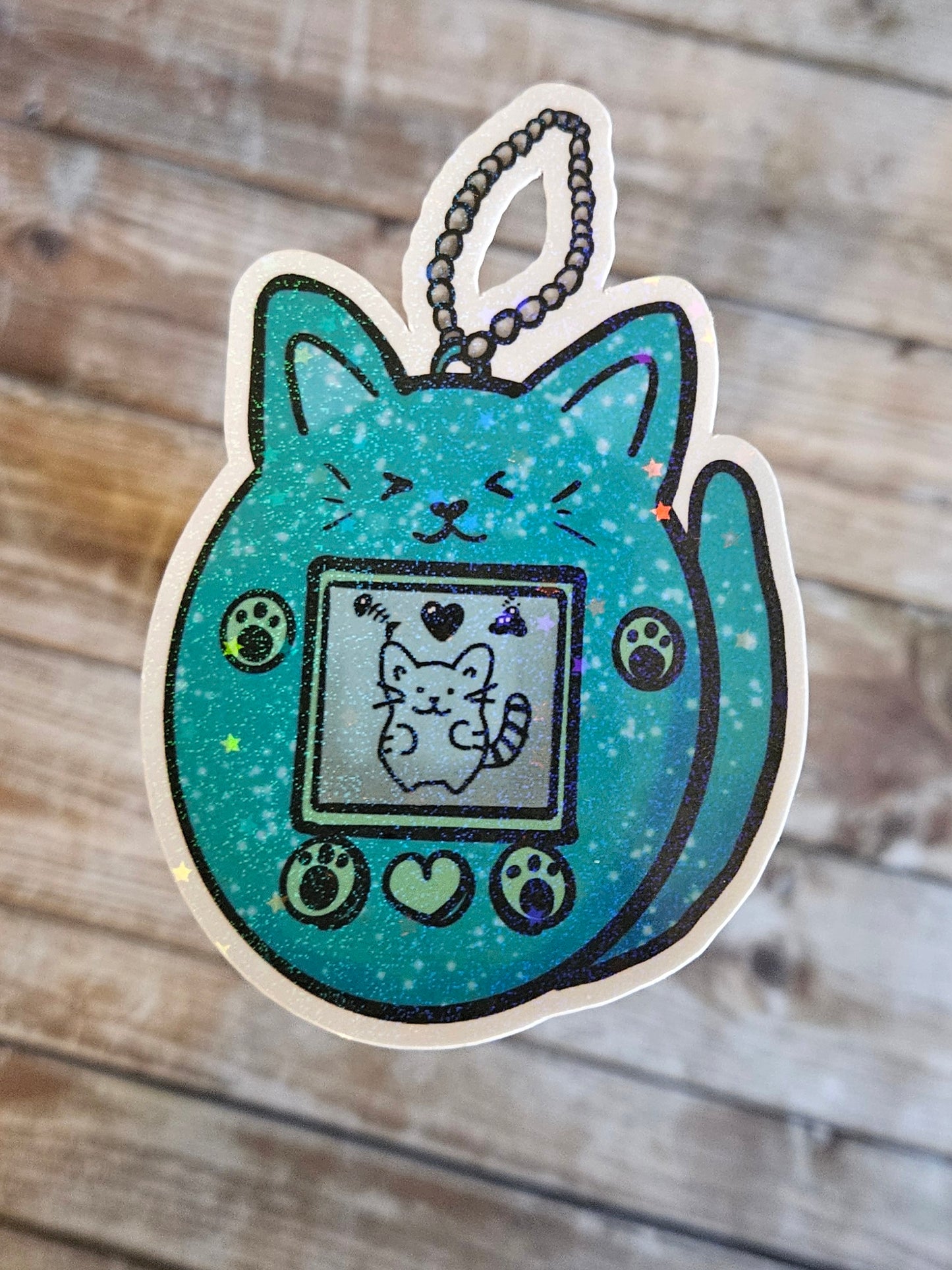 Cute kitty digital pet giga cat sticker for water bottle