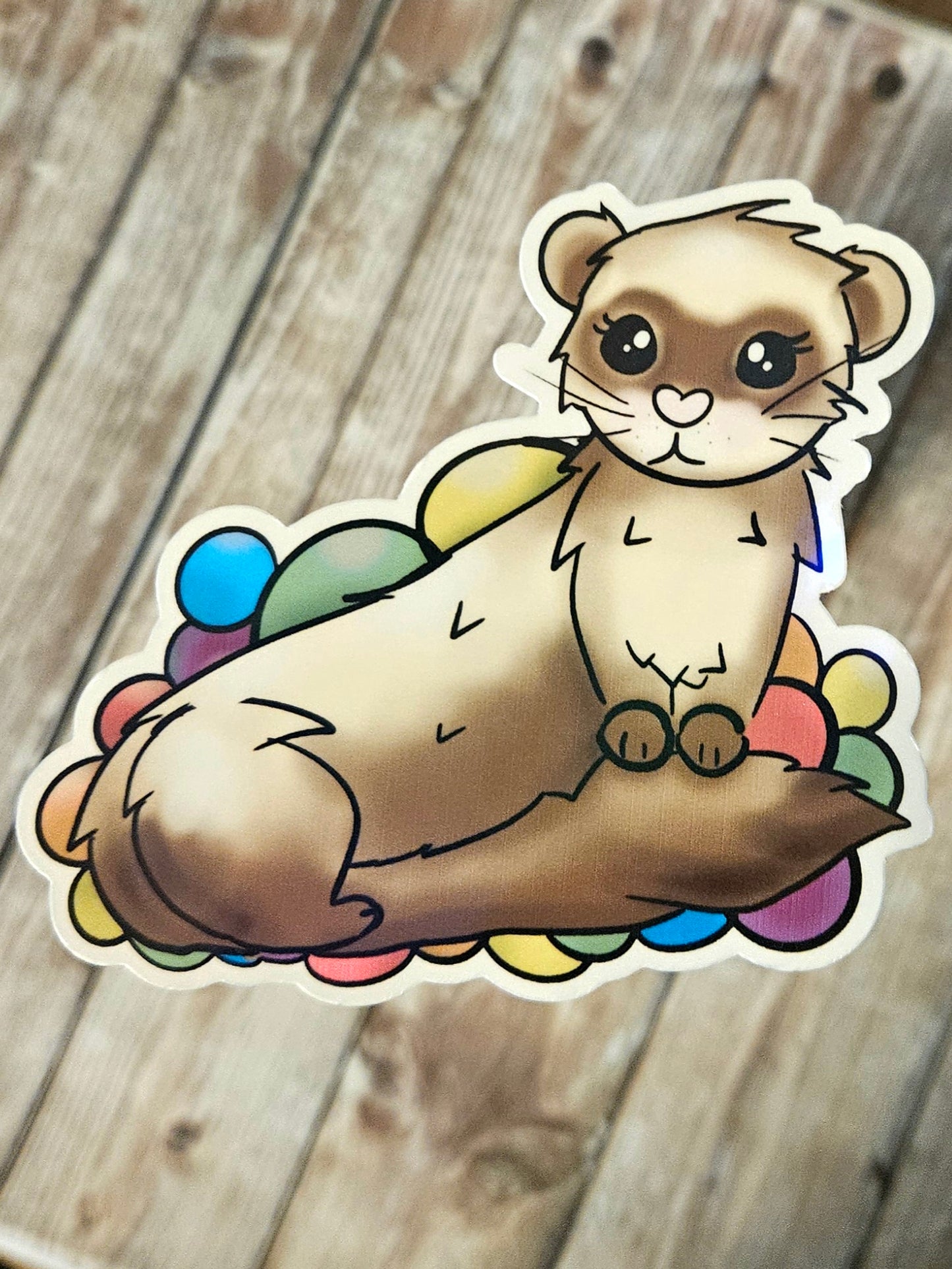 Adorable ferret in a ball pit sticker for water bottle
