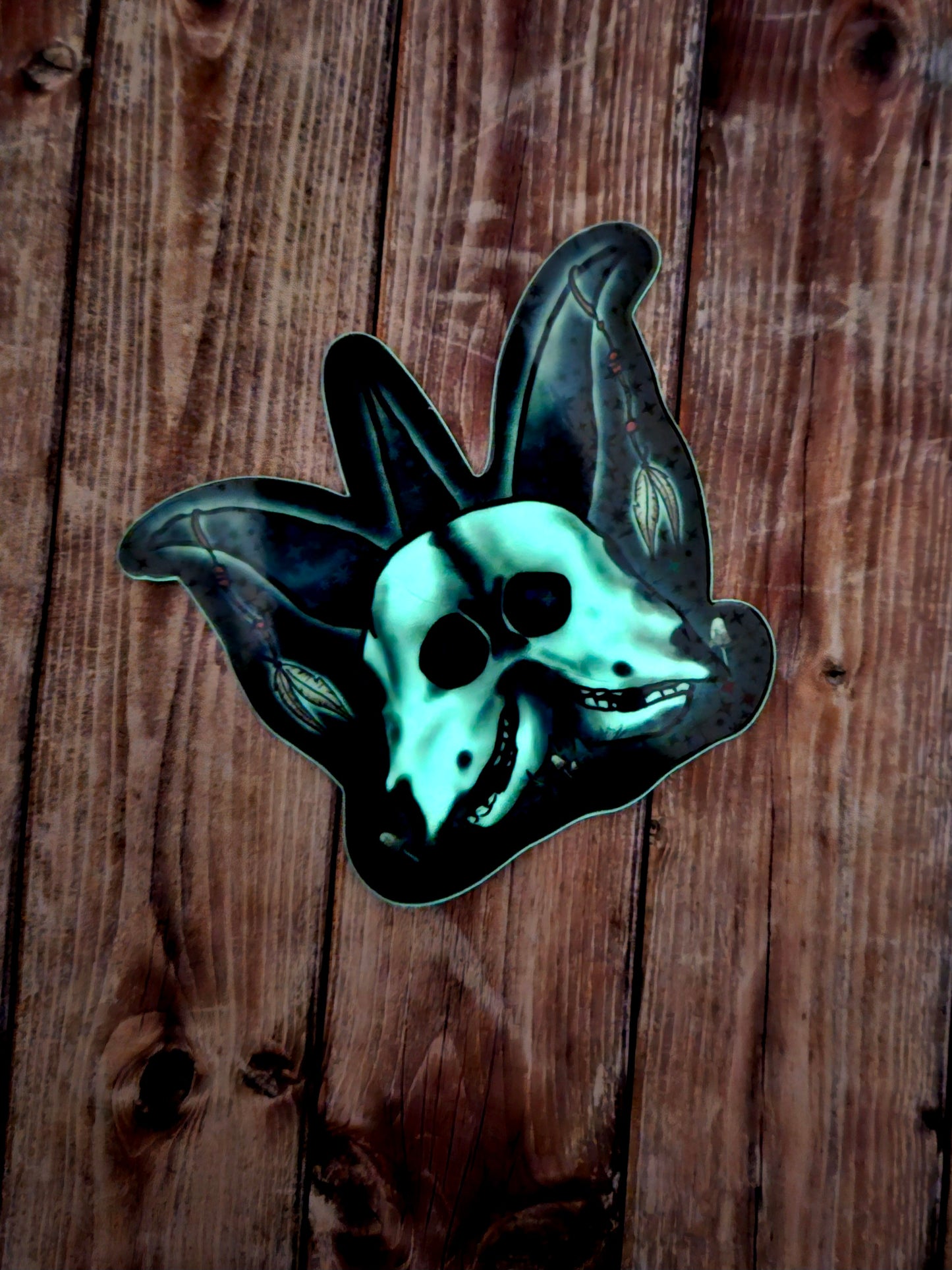Glow in the dark 2 headed goat sticker