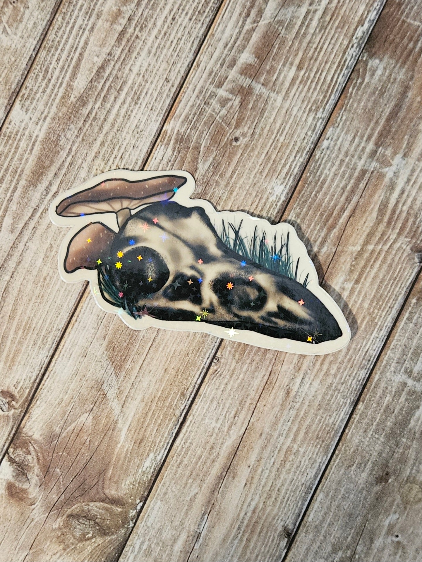 Glow in the dark raven skull sticker