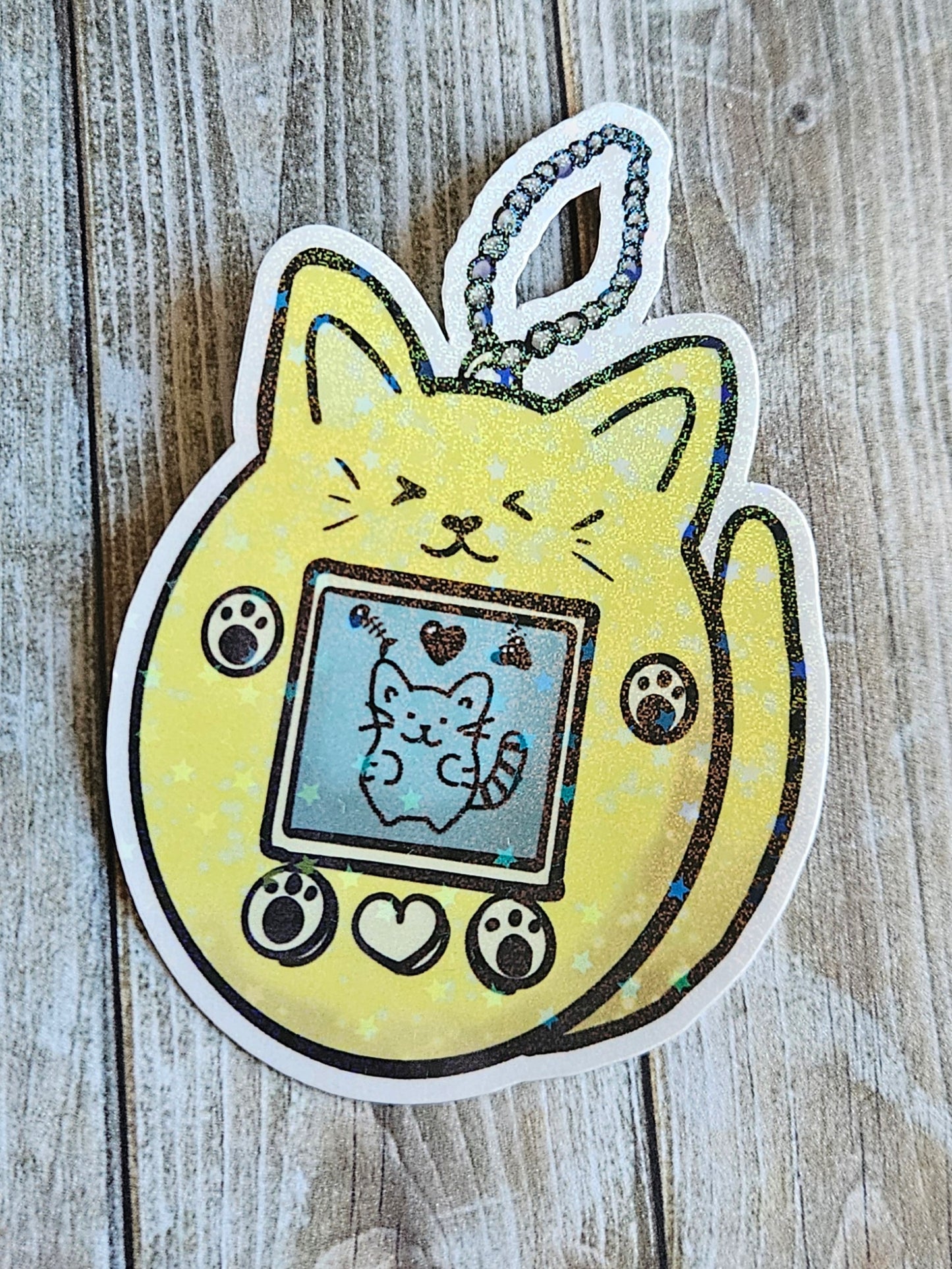Cute kitty digital pet giga cat sticker for water bottle