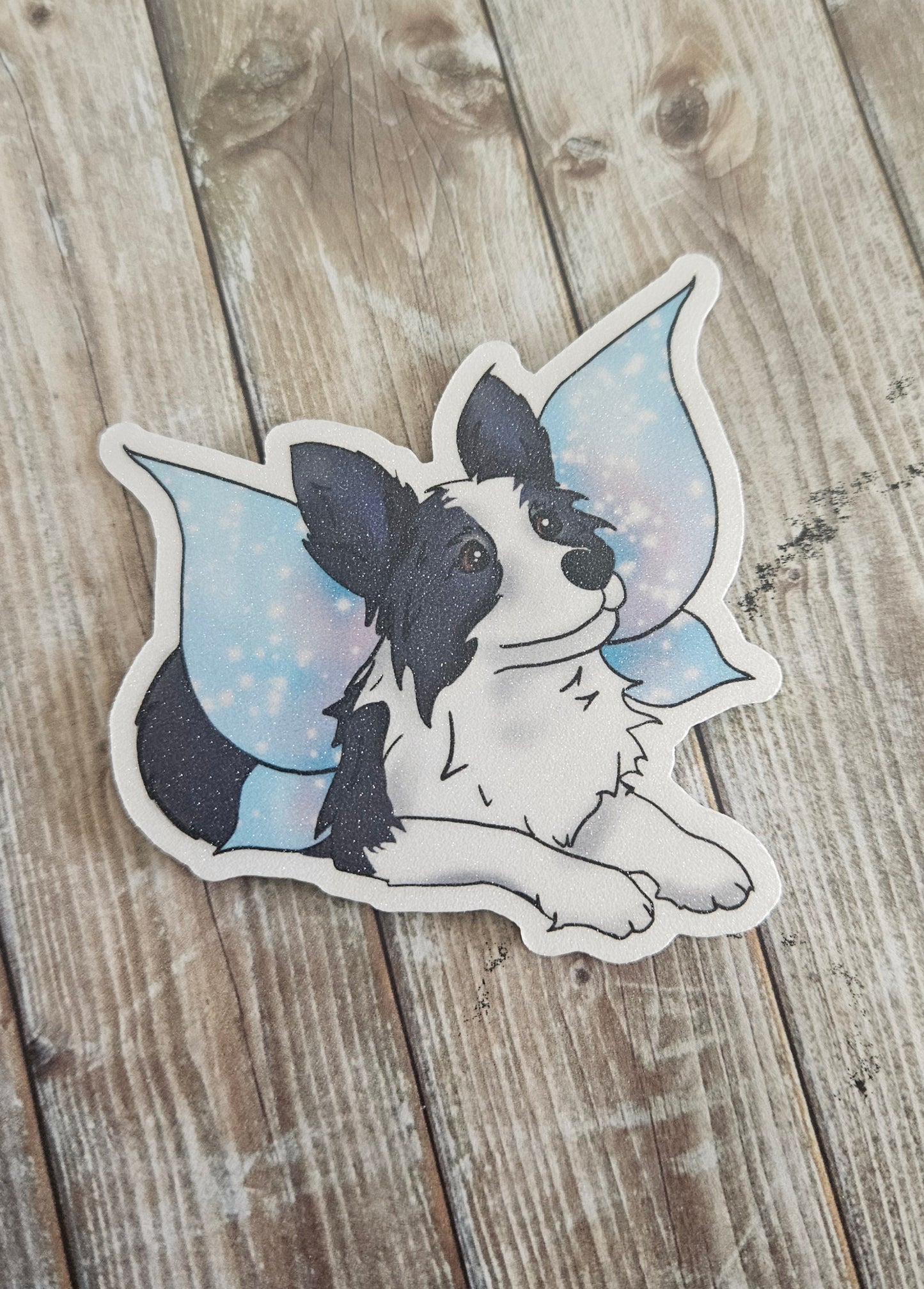 Border collie with wings sticker for water bottle