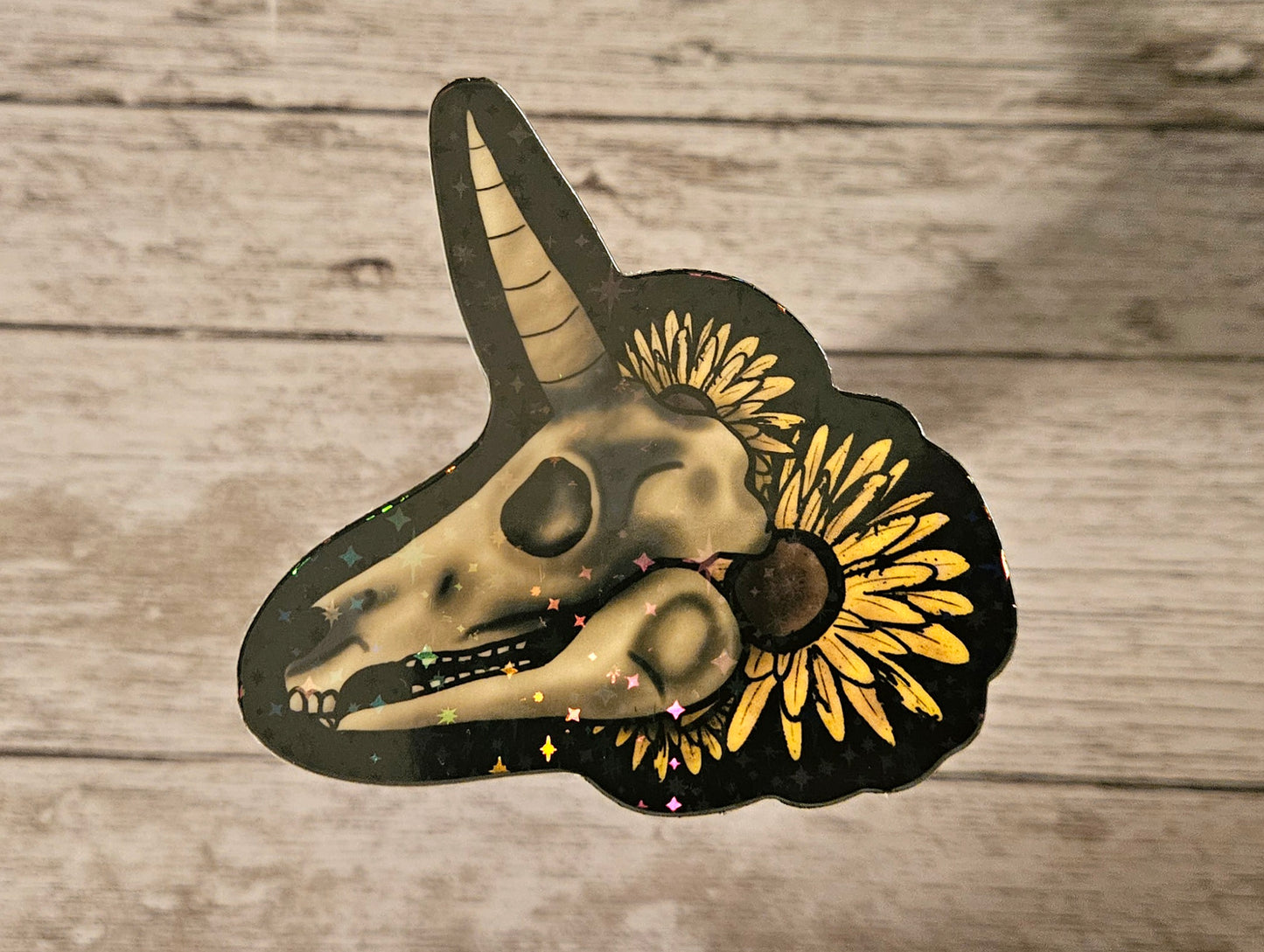 Glow in the dark unicorn skull sticker