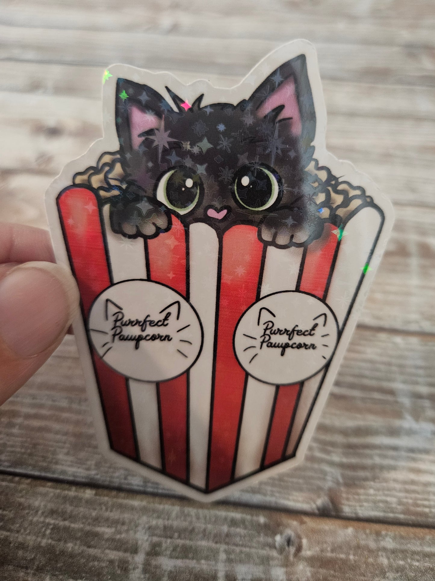 Cute popcorn kitty sticker for water bottle