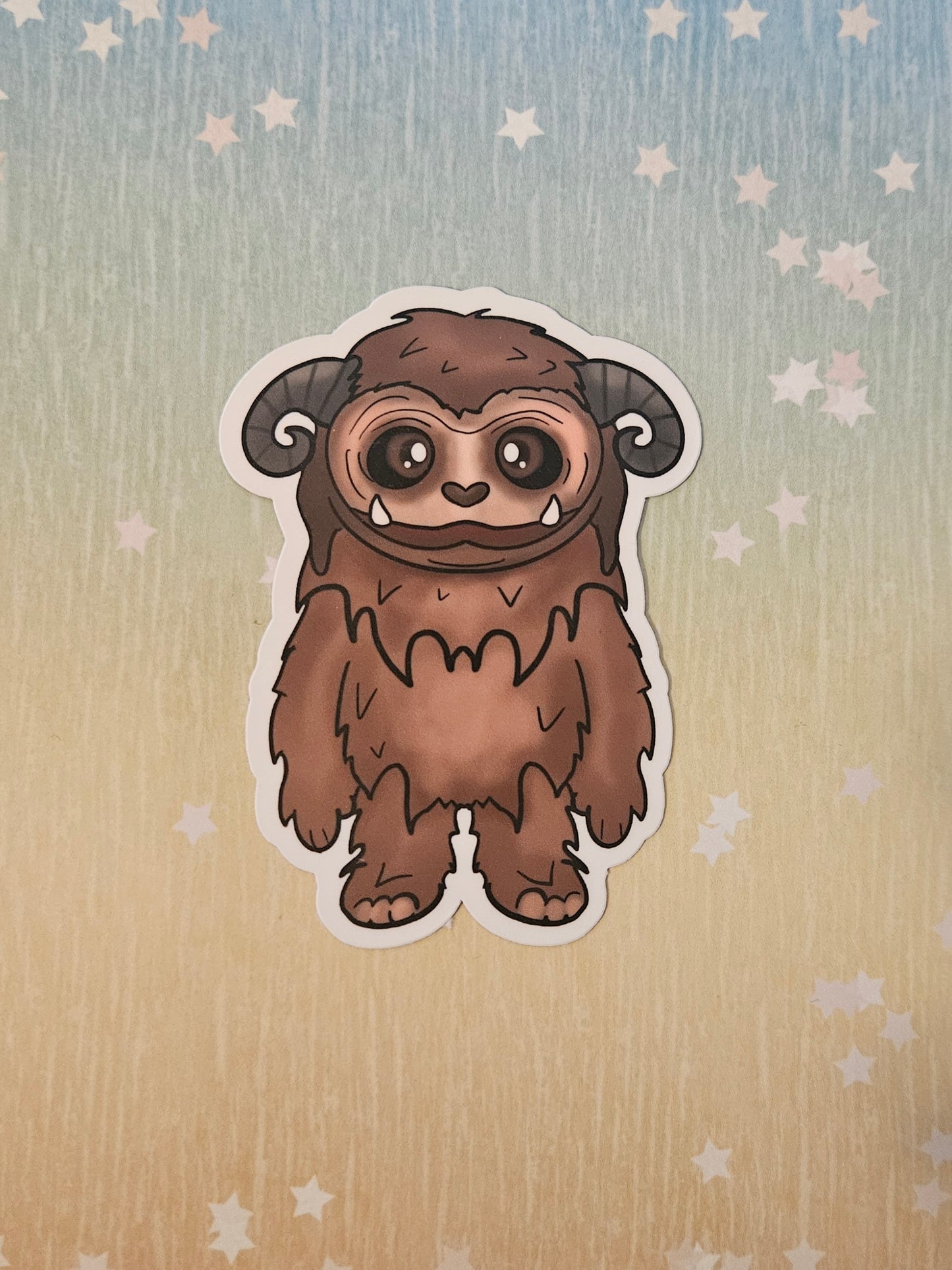Cute brown monster Ludo sticker for water bottle