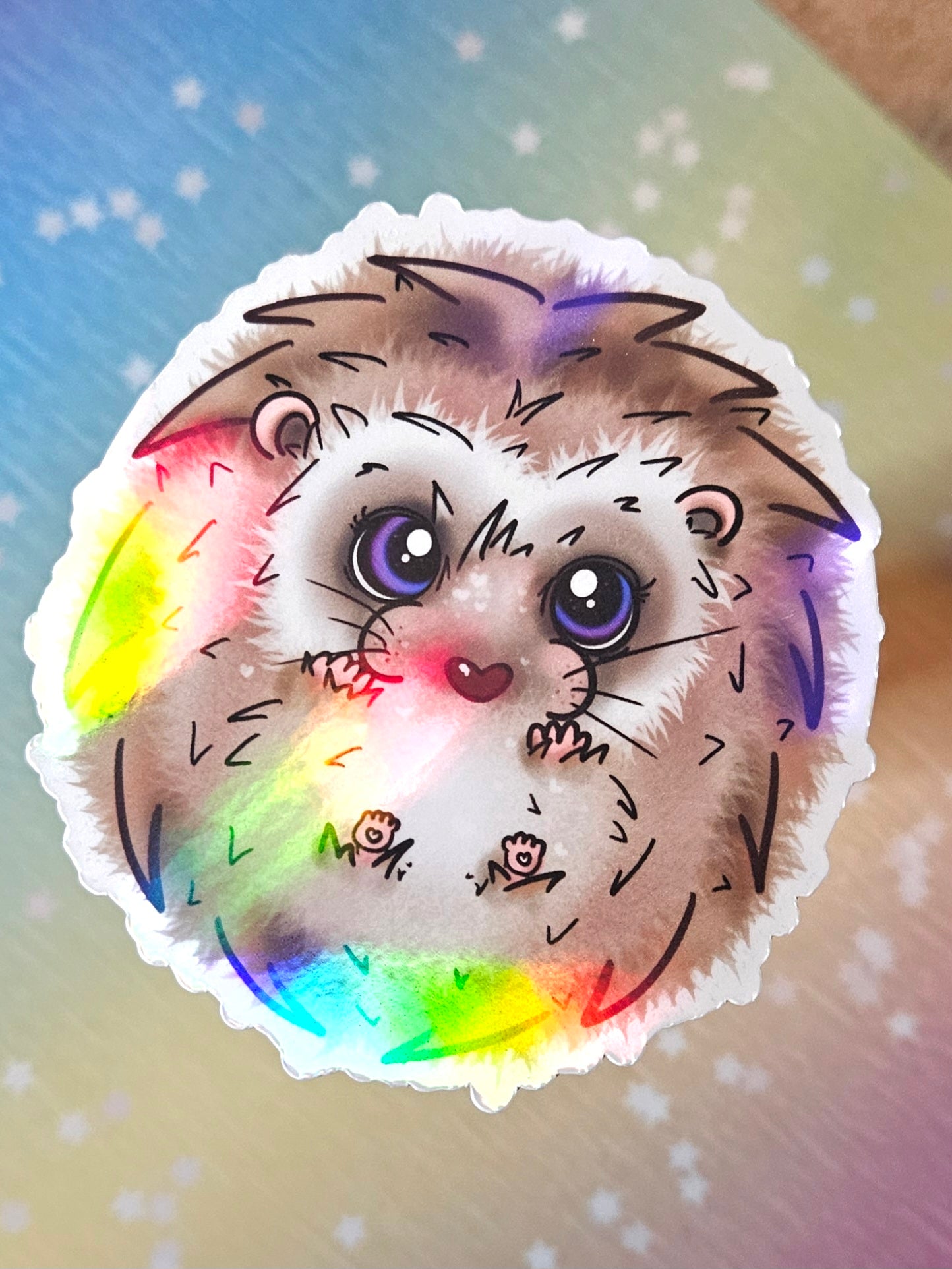 Adorable round boi hedgehog sticker for water bottle