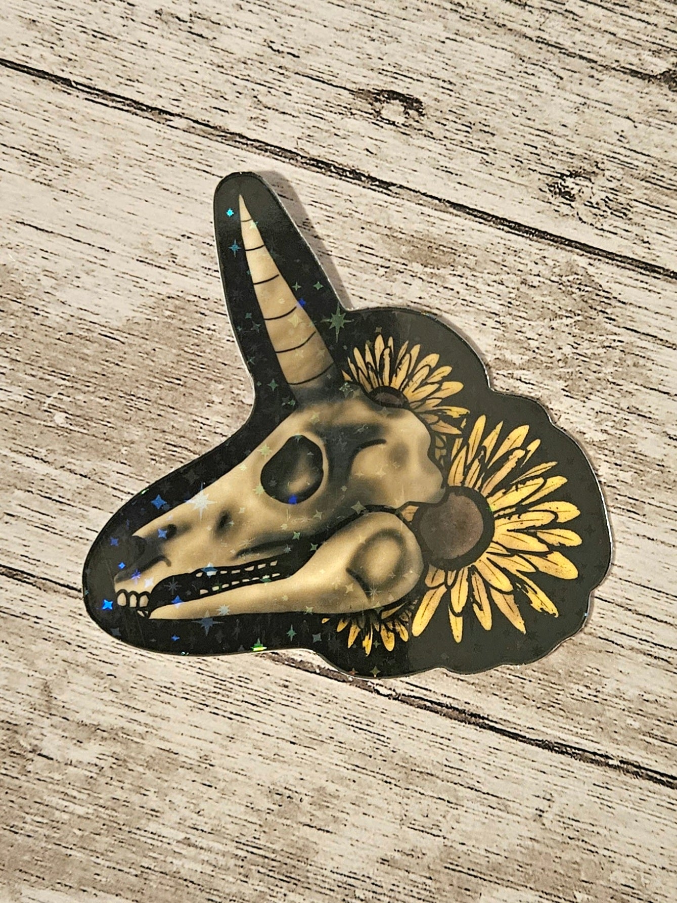 Glow in the dark unicorn skull sticker