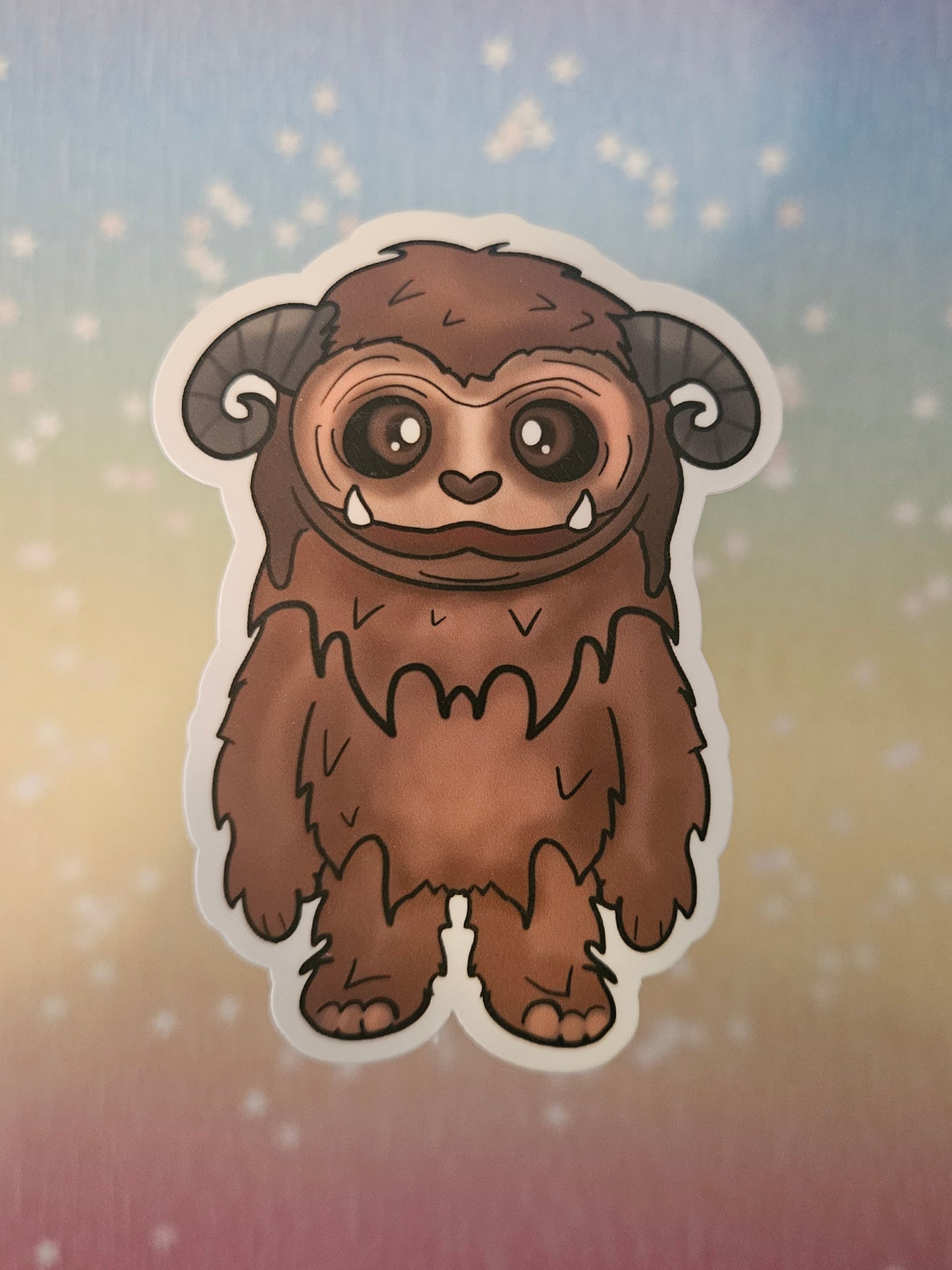 Cute brown monster Ludo sticker for water bottle